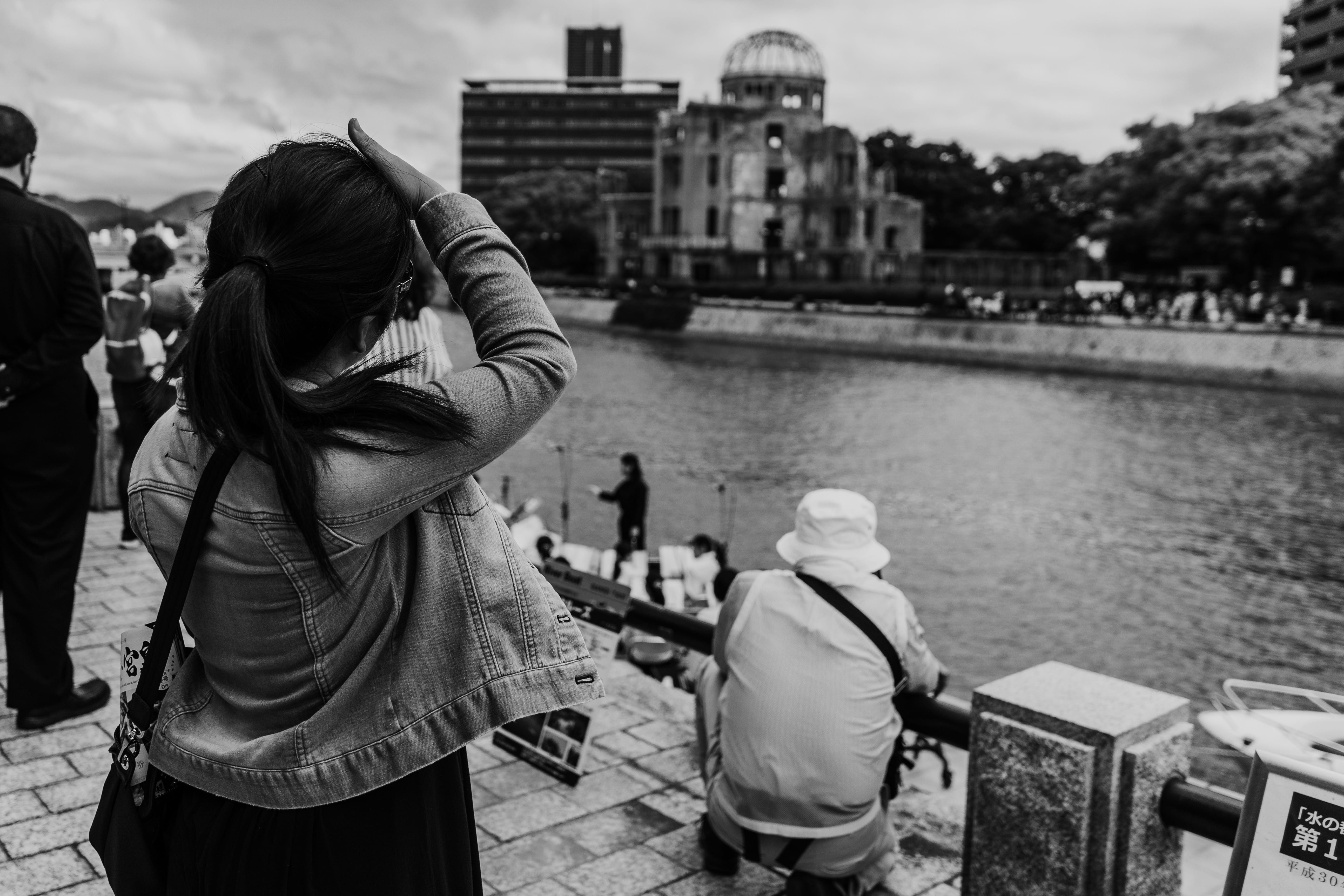 built structure, day, rear view, photographer, lifestyles, woman, leisure activity, men, building, city, japan, clothing, person, 5K, atomic bomb dome, HD Wallpaper