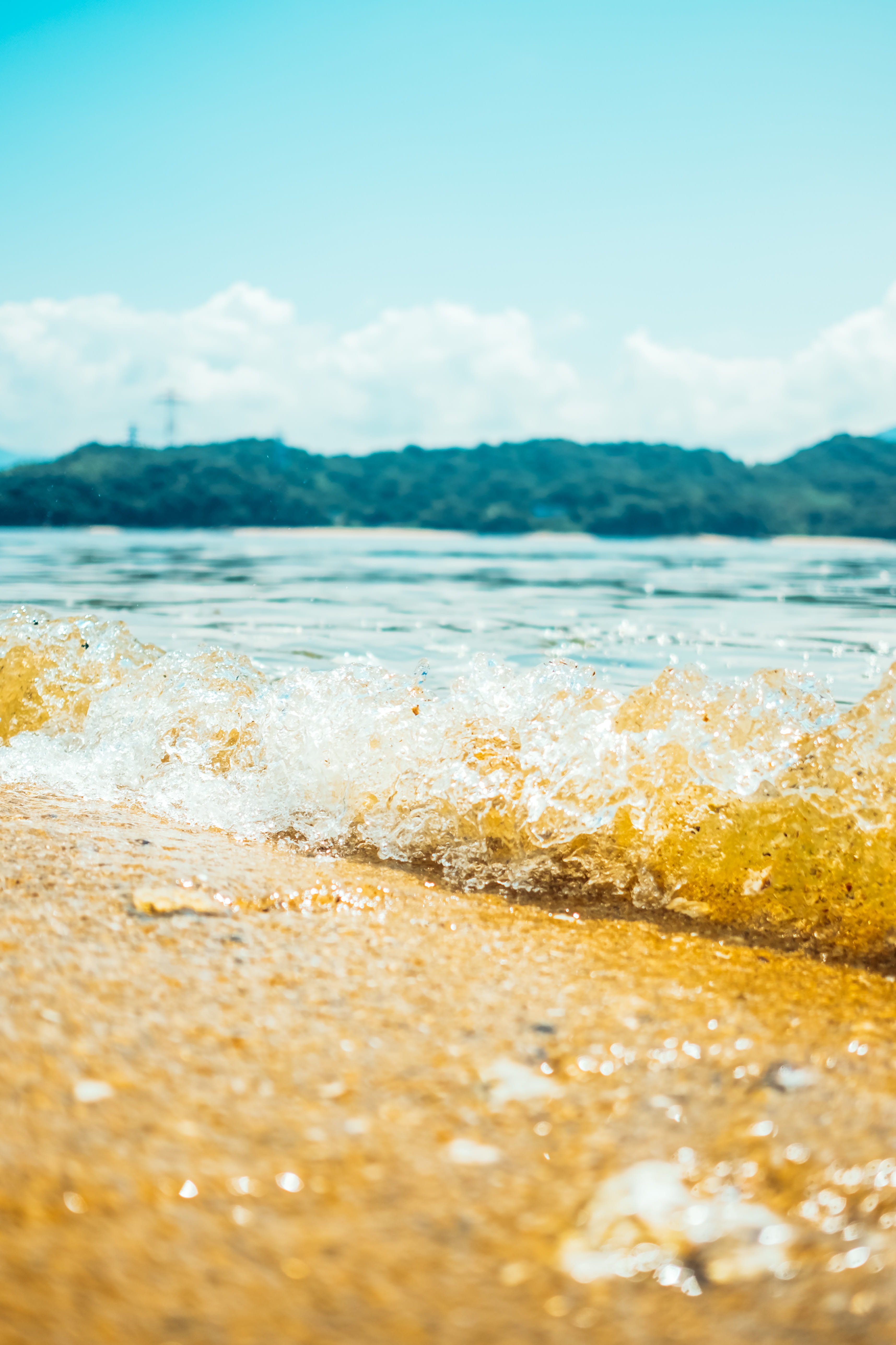 wave, sport, cloud - sky, blue, land, motion, beach, aquatic sport, landscape, japan, waves, no people, sky, beauty in nature, daylight, 5K, sea, water, Phone HD Wallpaper