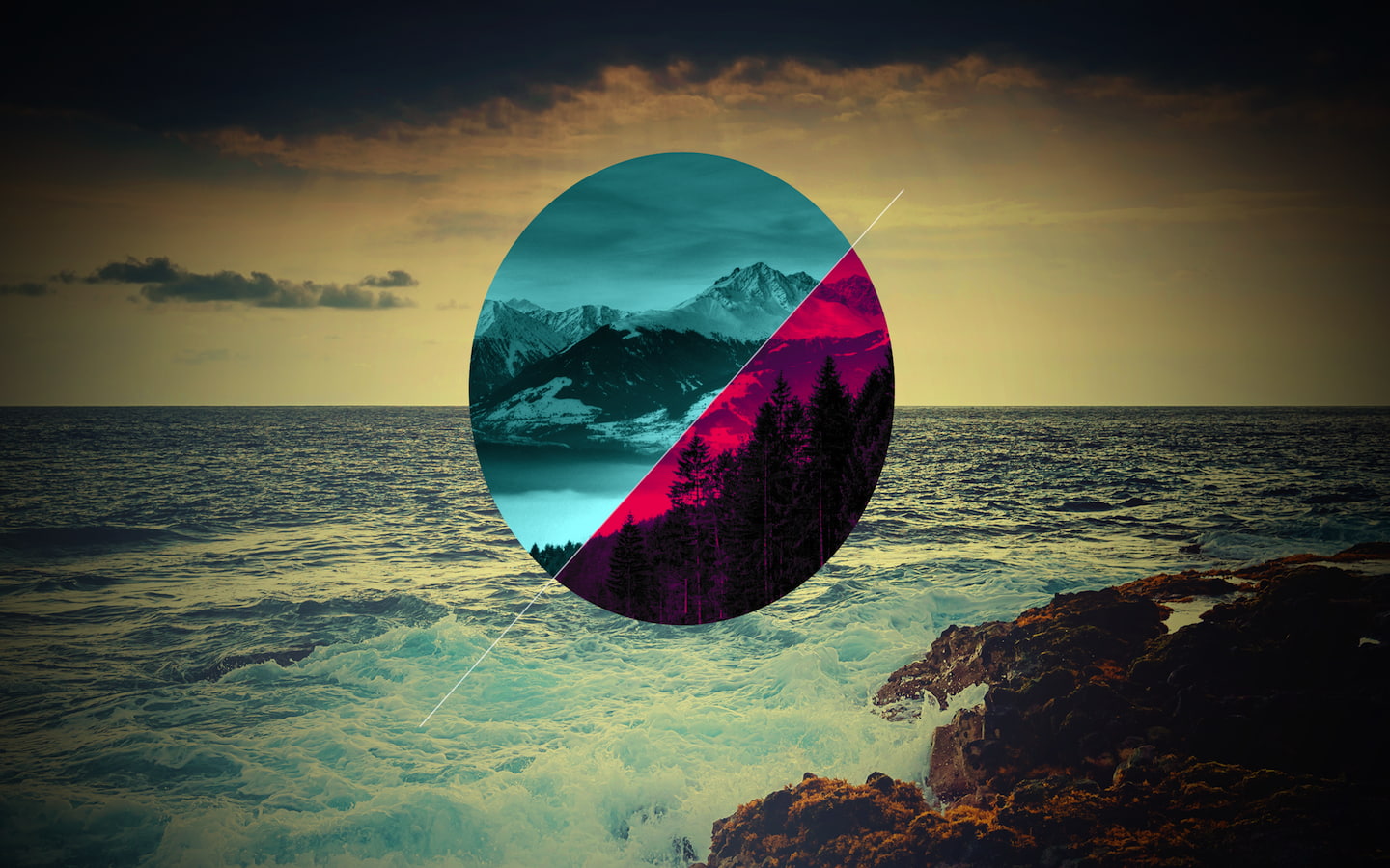 polyscape, rock, sea, 720P, digital art, HD Wallpaper