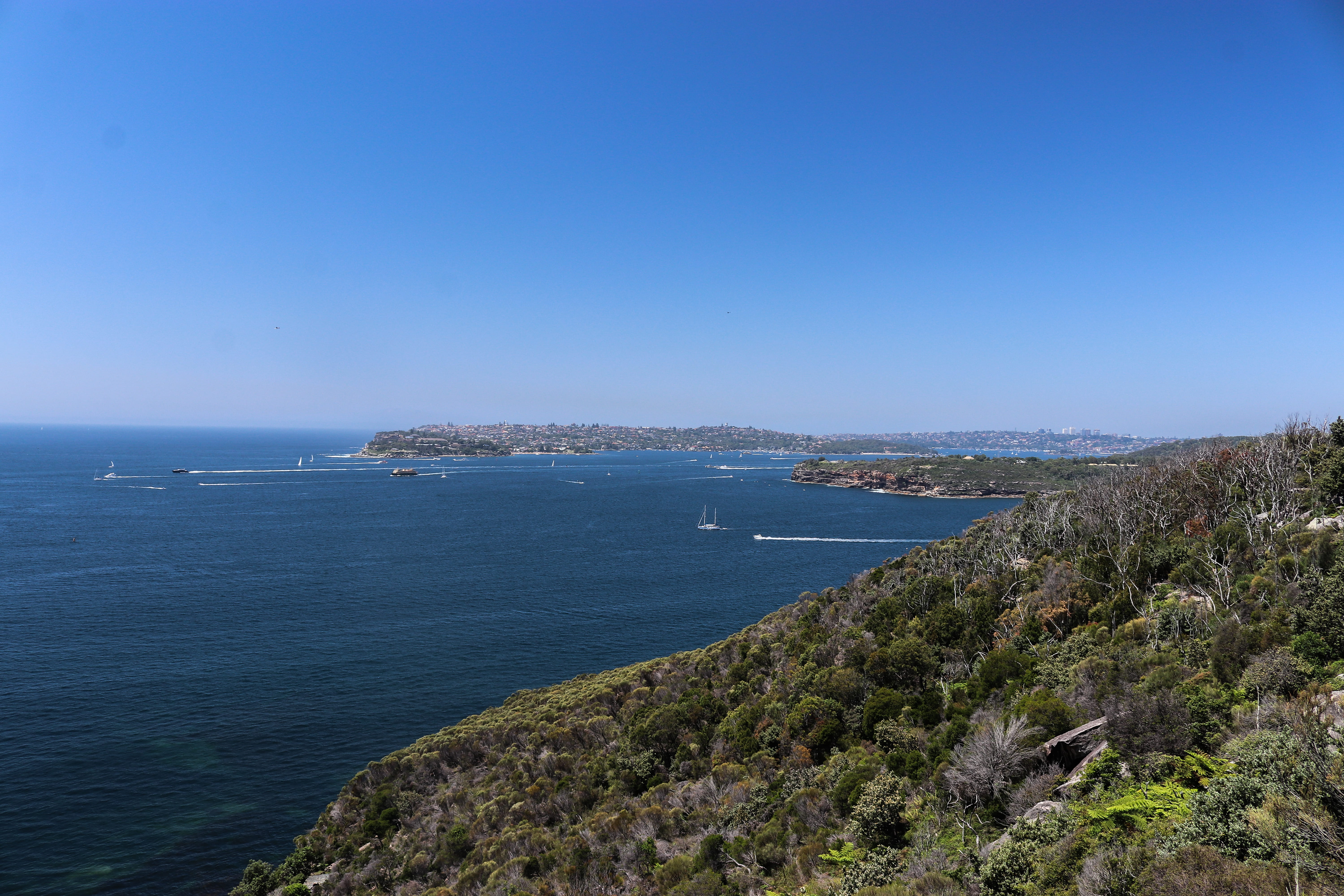 slope, tranquil scene, tranquility, beauty in nature, ocean, horizon over water, promontory, blue, water, clear sky, horizon, peninsula, sea, summer, outdoors, HD Wallpaper