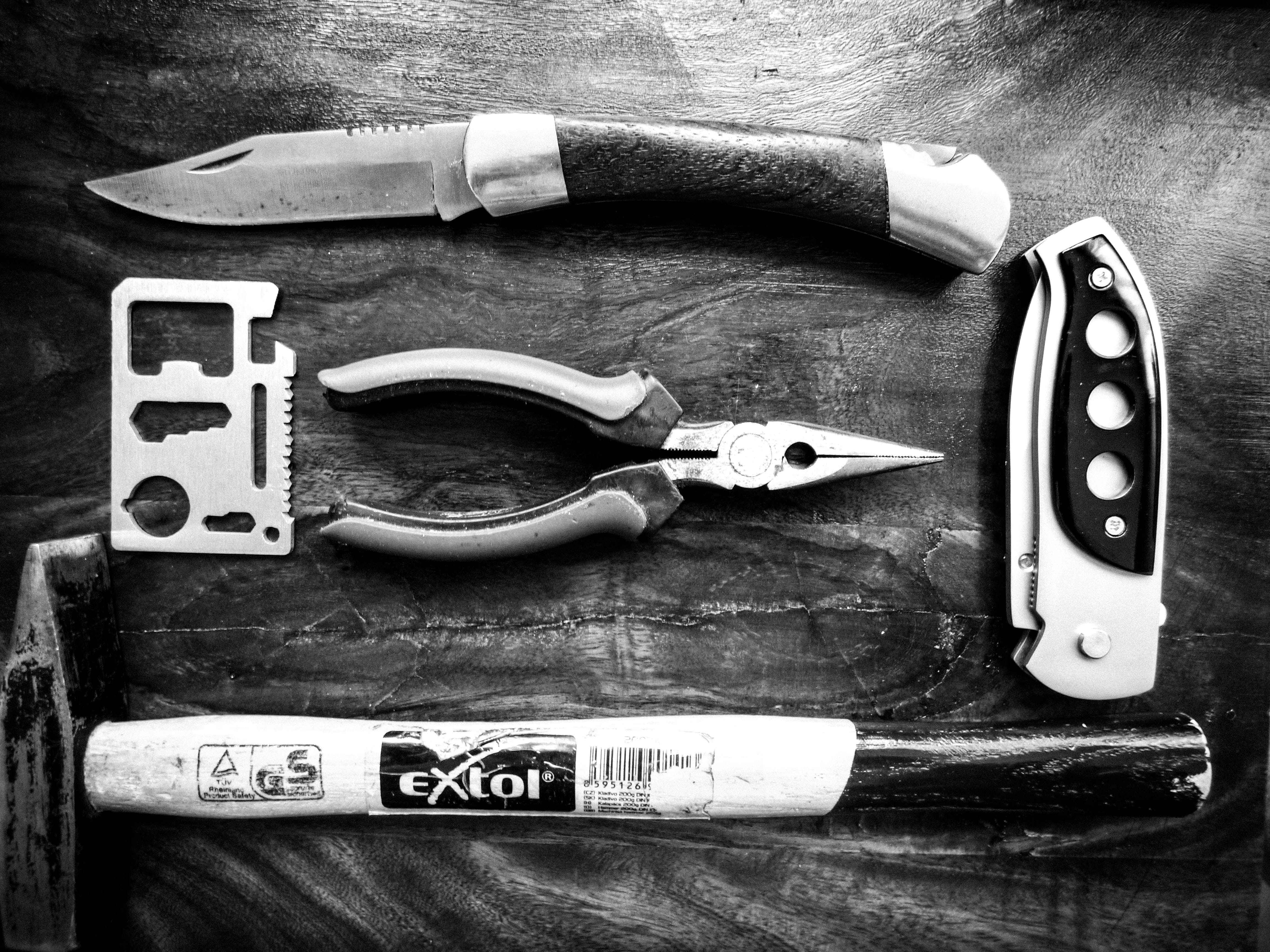 table, text, knife, 4K, high angle view, western script, wood - material, communication, equipment, fashion, group of objects, still life, tool, tools, HD Wallpaper
