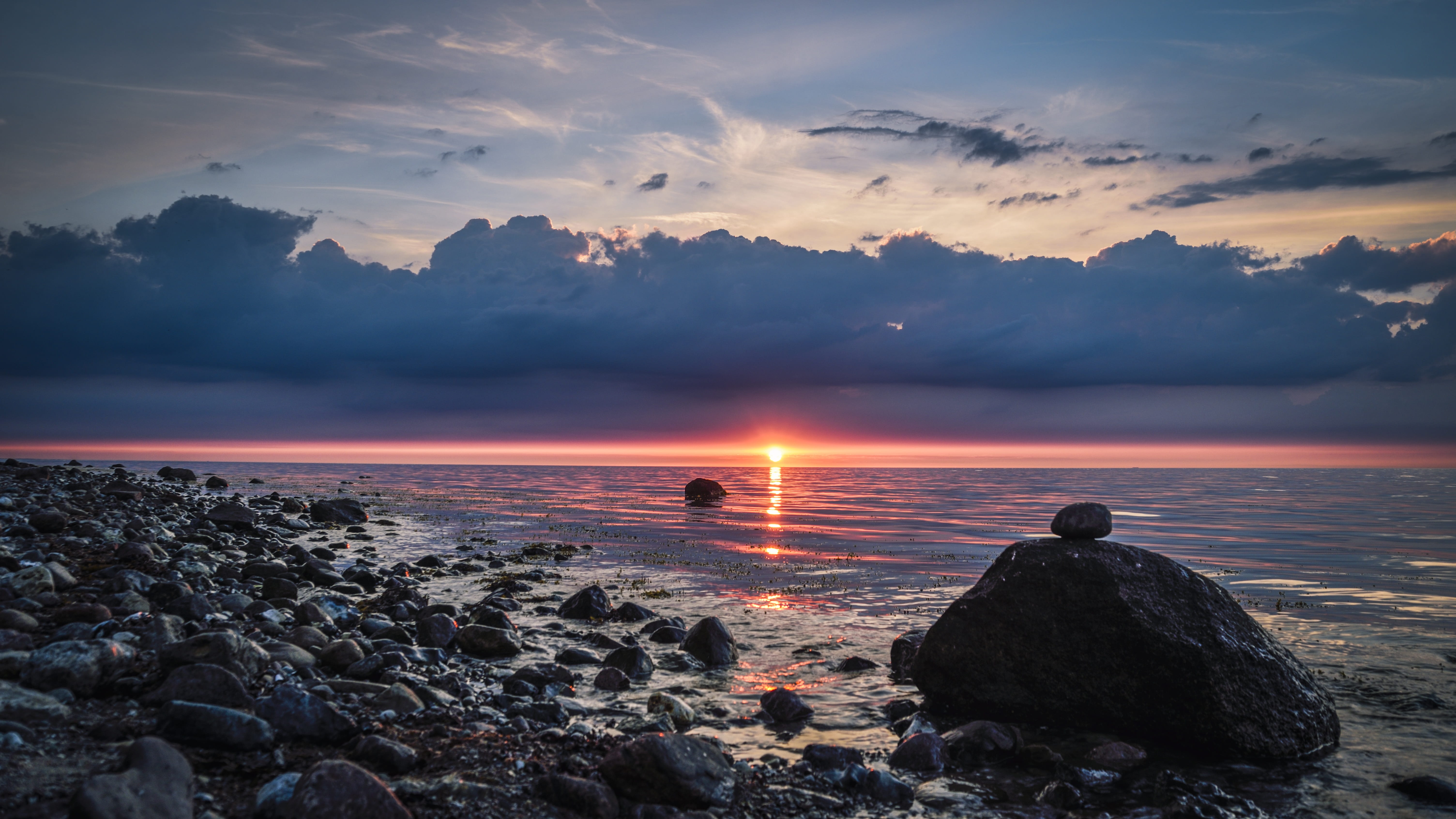 seashore, heiligenhafen, scenics - nature, 5K, cloud - sky, baltic sea, tranquility, rock - object, solid, nature, environment, coast, rock, beach, seascape, HD Wallpaper