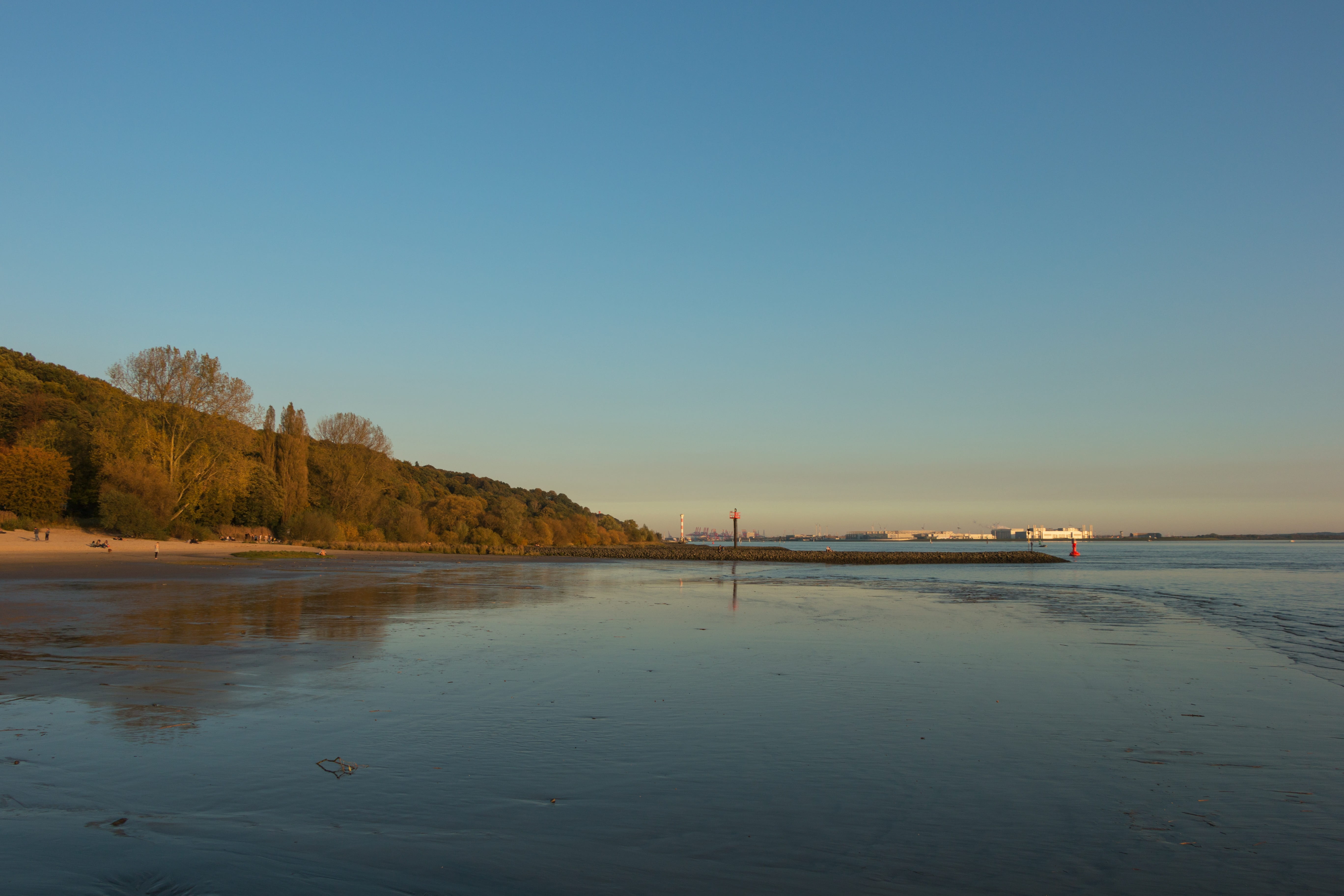 sand, port, port city, plant, water, sea, hanseatic, transportation, sand beach, beauty in nature, copy space, land, elbe, lights, landscape, port of hamburg, HD Wallpaper