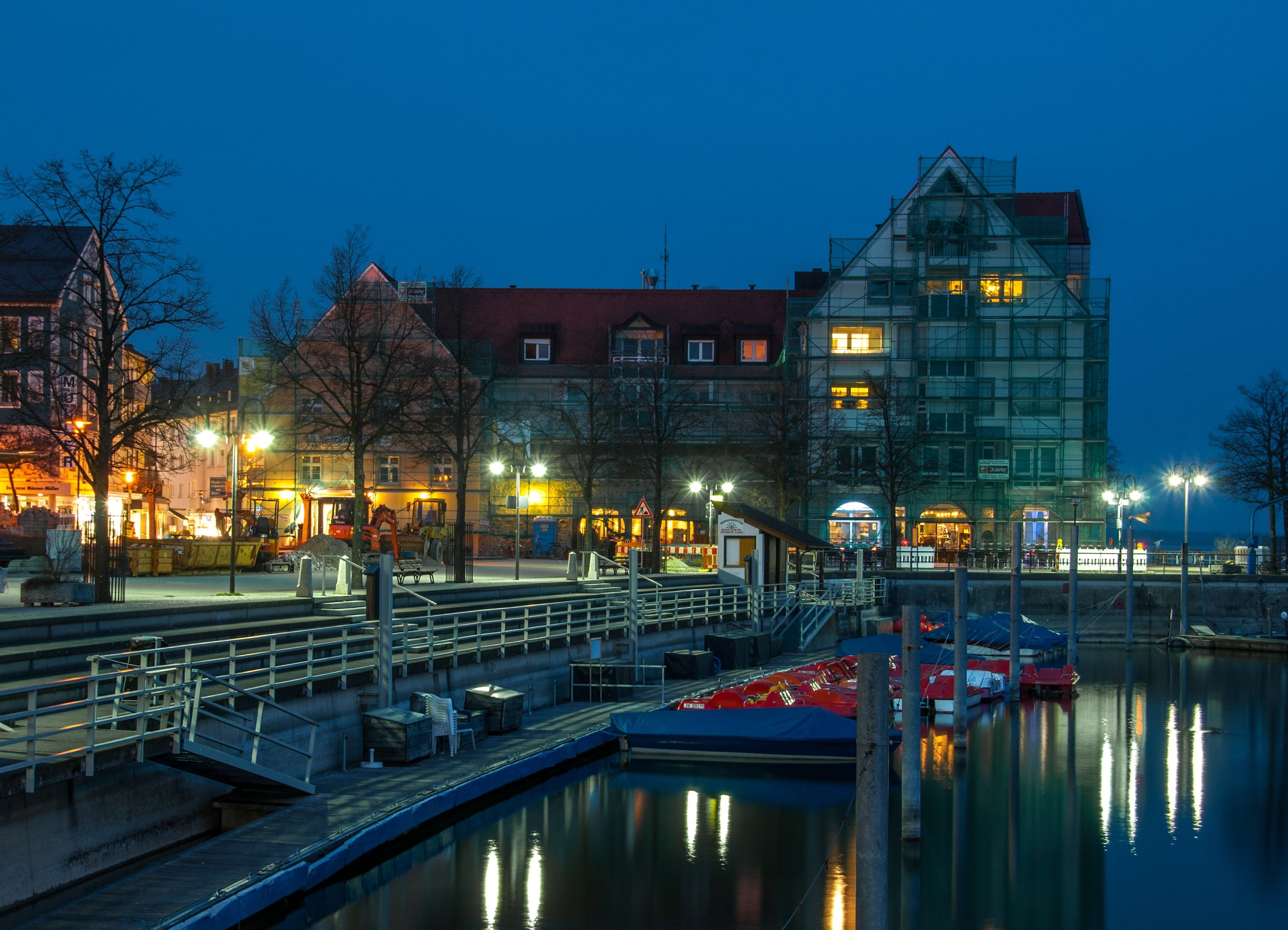 street, atmospheric, outdoors, mirroring, nature, rest, built structure, twilight, reflection, friedrichshafen, transportation, evening, mode of transportation, HD Wallpaper