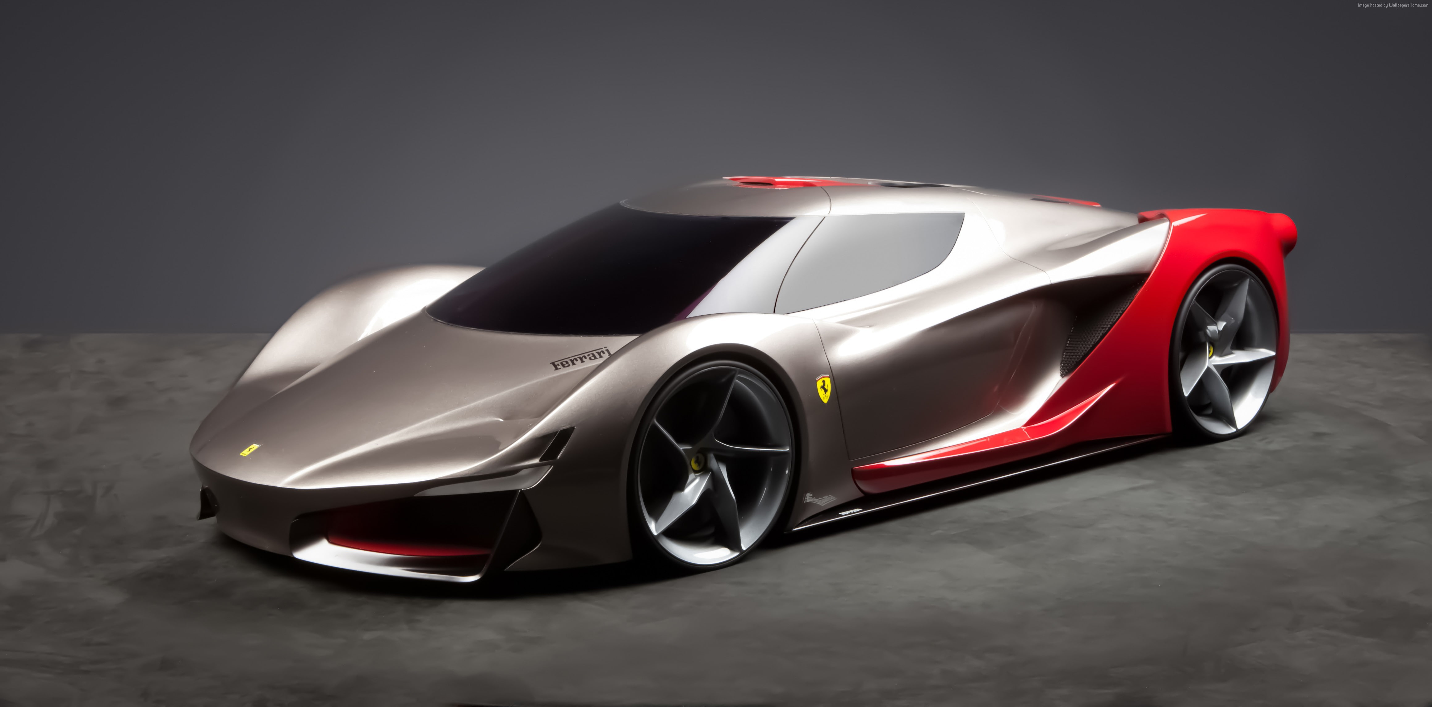 silver, supercar, FWDC, de Esfera, Ferrari 2040, Ferrari World Design Contest 2016, 4K, HD Wallpaper