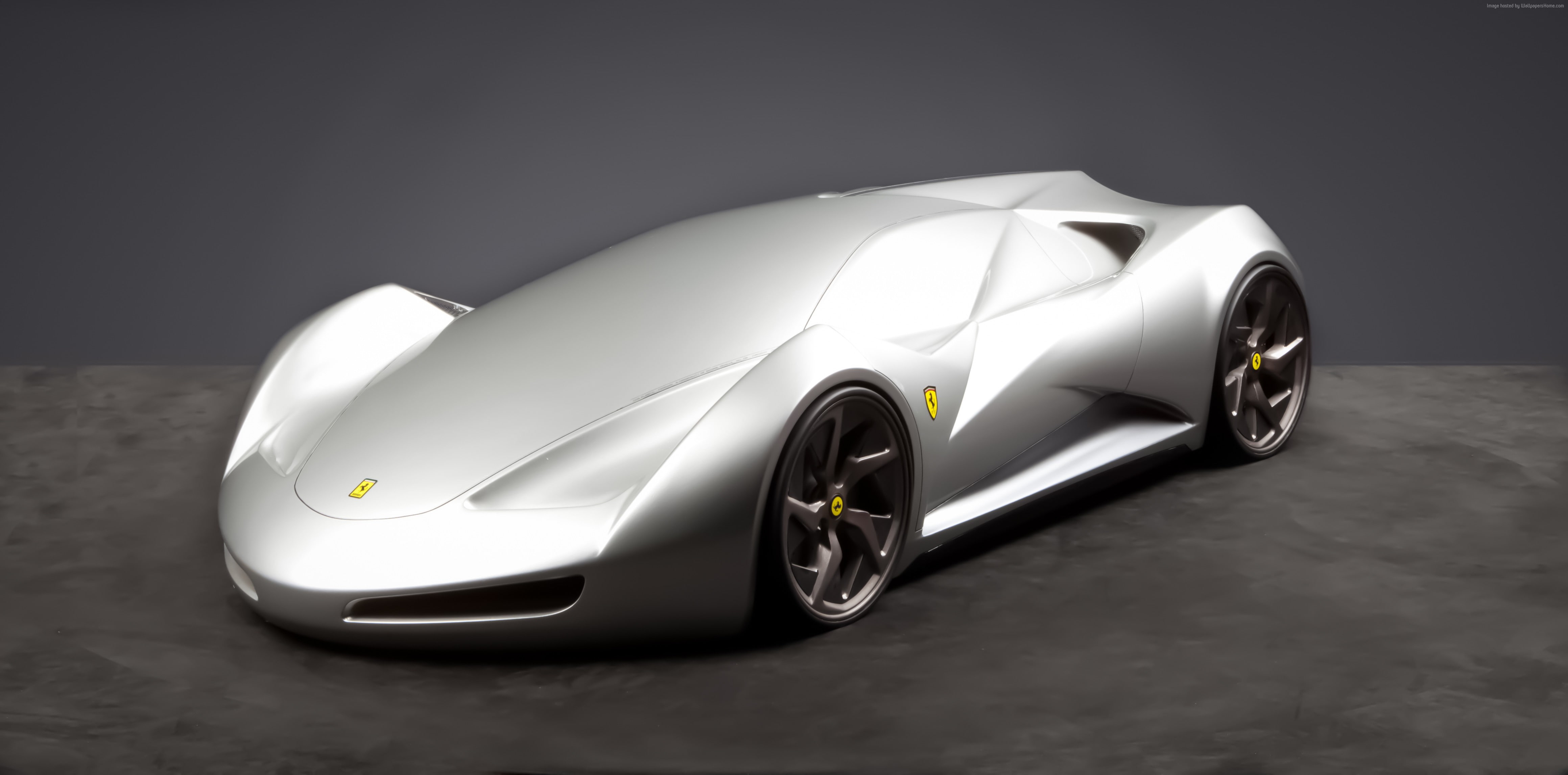 vehicle part, convertible, land vehicle, studio shot, car, silver colored, chrome, shiny, sports car, racecar, 4K, gray, Ferrari World Design Contest 2016, HD Wallpaper