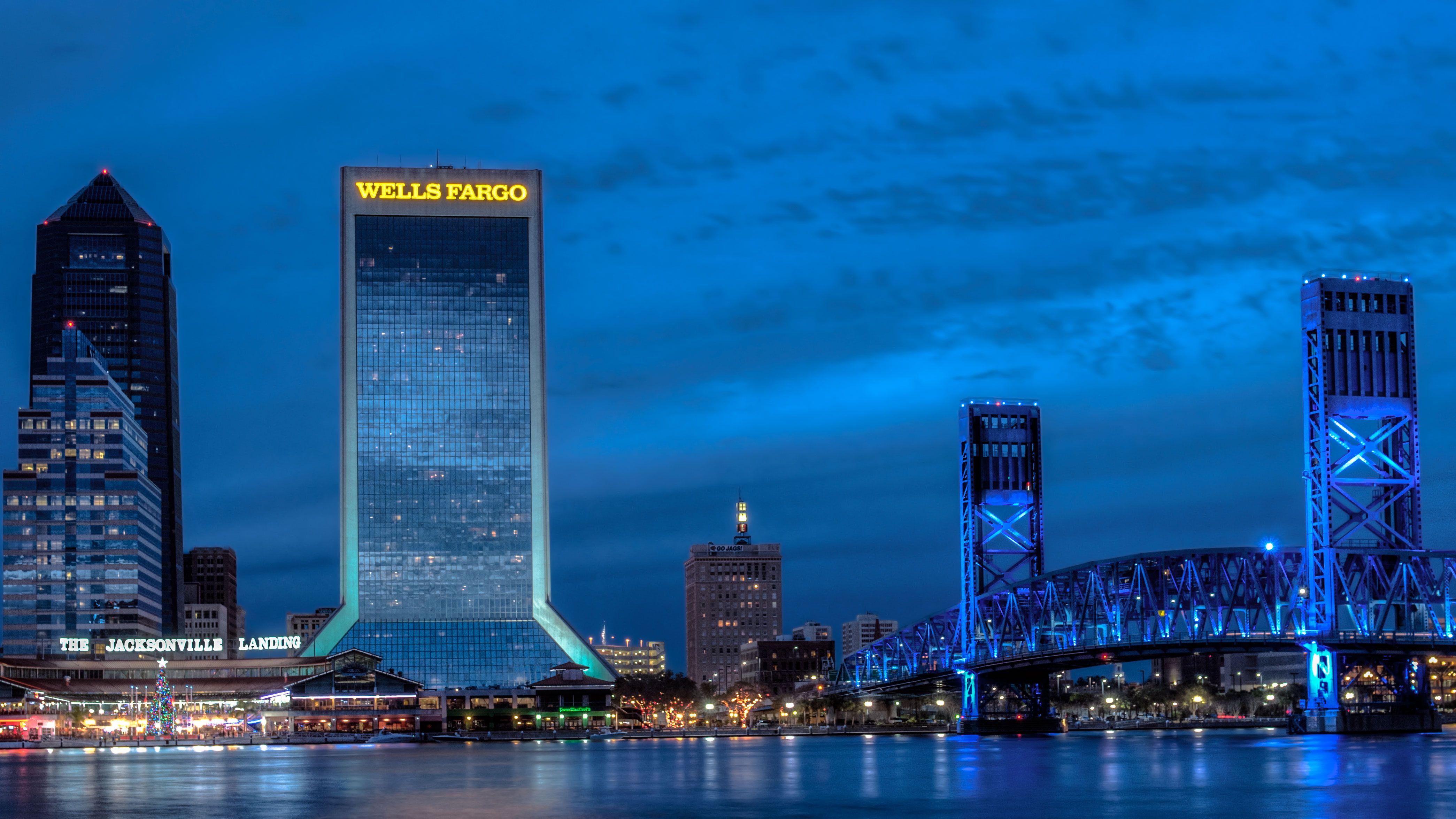 city, bridge - man made structure, waterfront, illuminated, bridge, sky, tower, office building exterior, architecture, tall - high, urban skyline, bank, HD Wallpaper