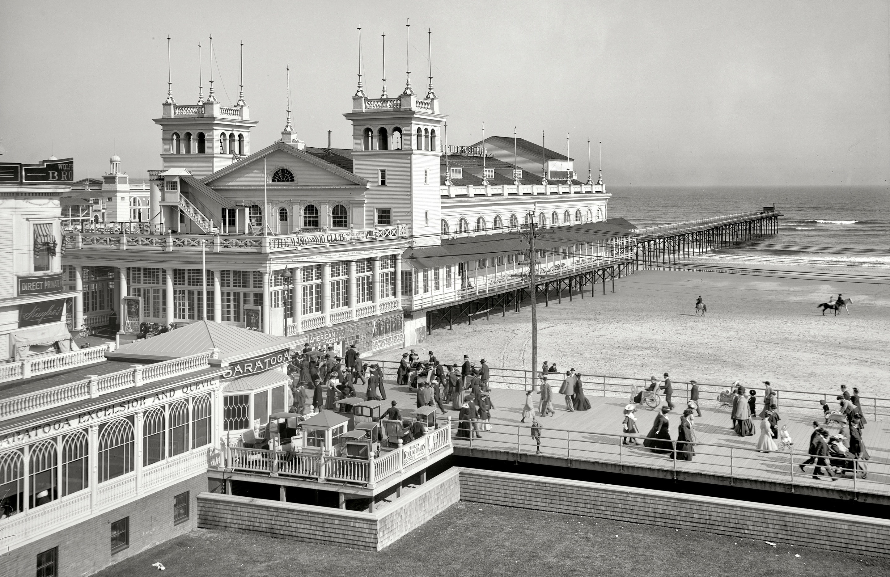 shore, USA, FL, retro, pierce, sea, 1902-the year, 2K, HD Wallpaper