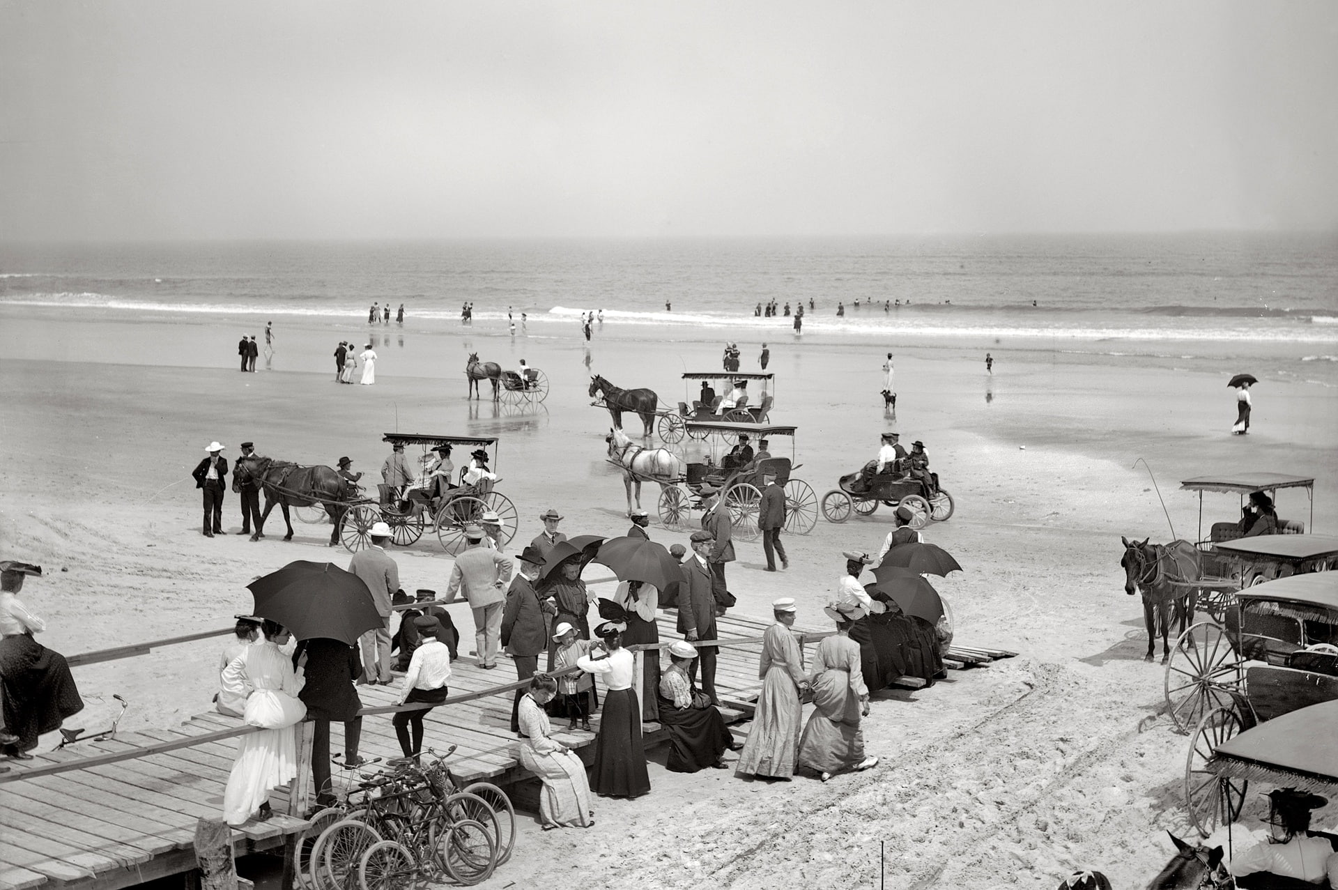 USA, shore, 1080P, sea, beach, FL, 1904-the year, retro, HD Wallpaper