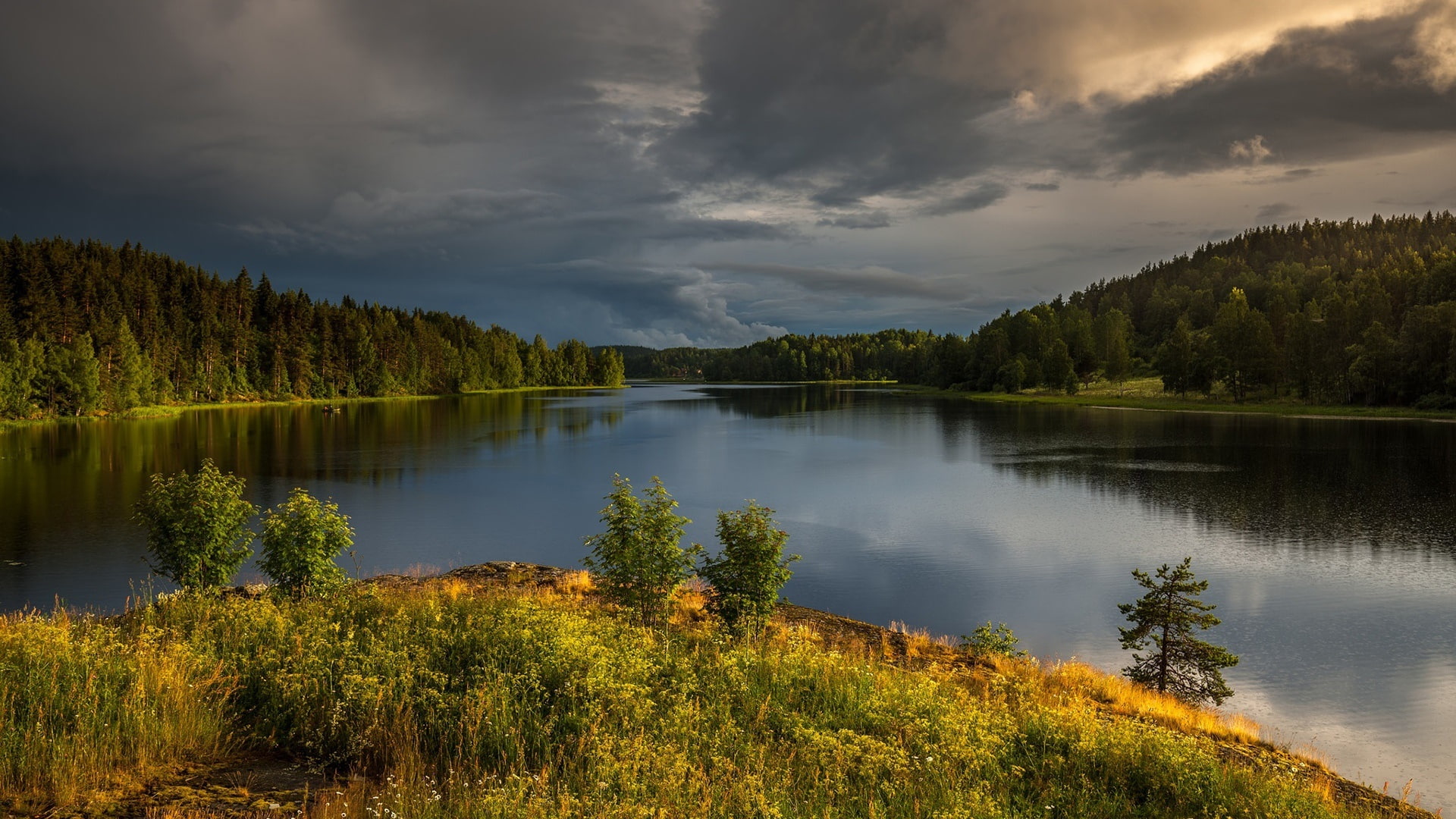nature, windermere lake, 1080P, lake, england, ribbon lake, windermere, europe, cloudy, united kingdom, HD Wallpaper