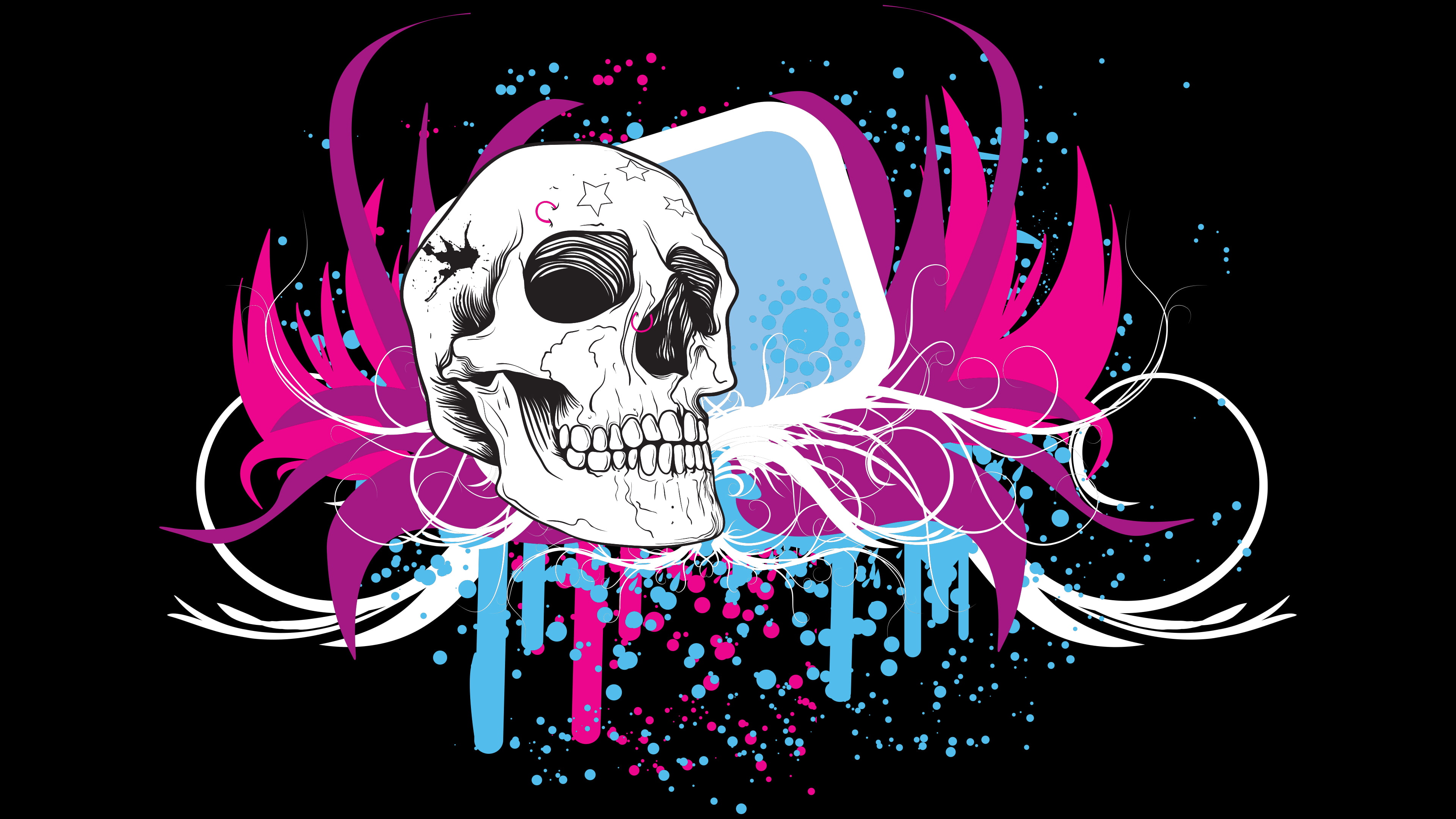 skull, black background, Skull Face, representation, human body part, event, purple, digital art, pink color, creativity, halloween, simple background, HD Wallpaper