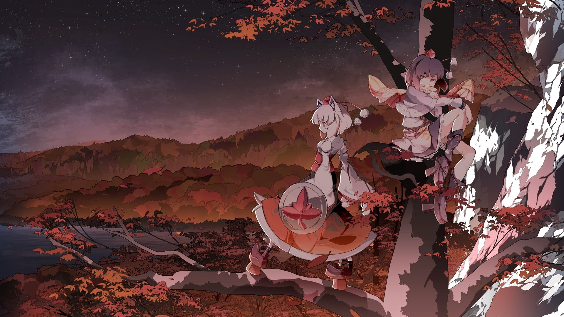 hd, art, momiji, 1080P, shameimaru, anime, girls, Touhou, x, Shameimaru Aya, aya, inubashiri, HD Wallpaper
