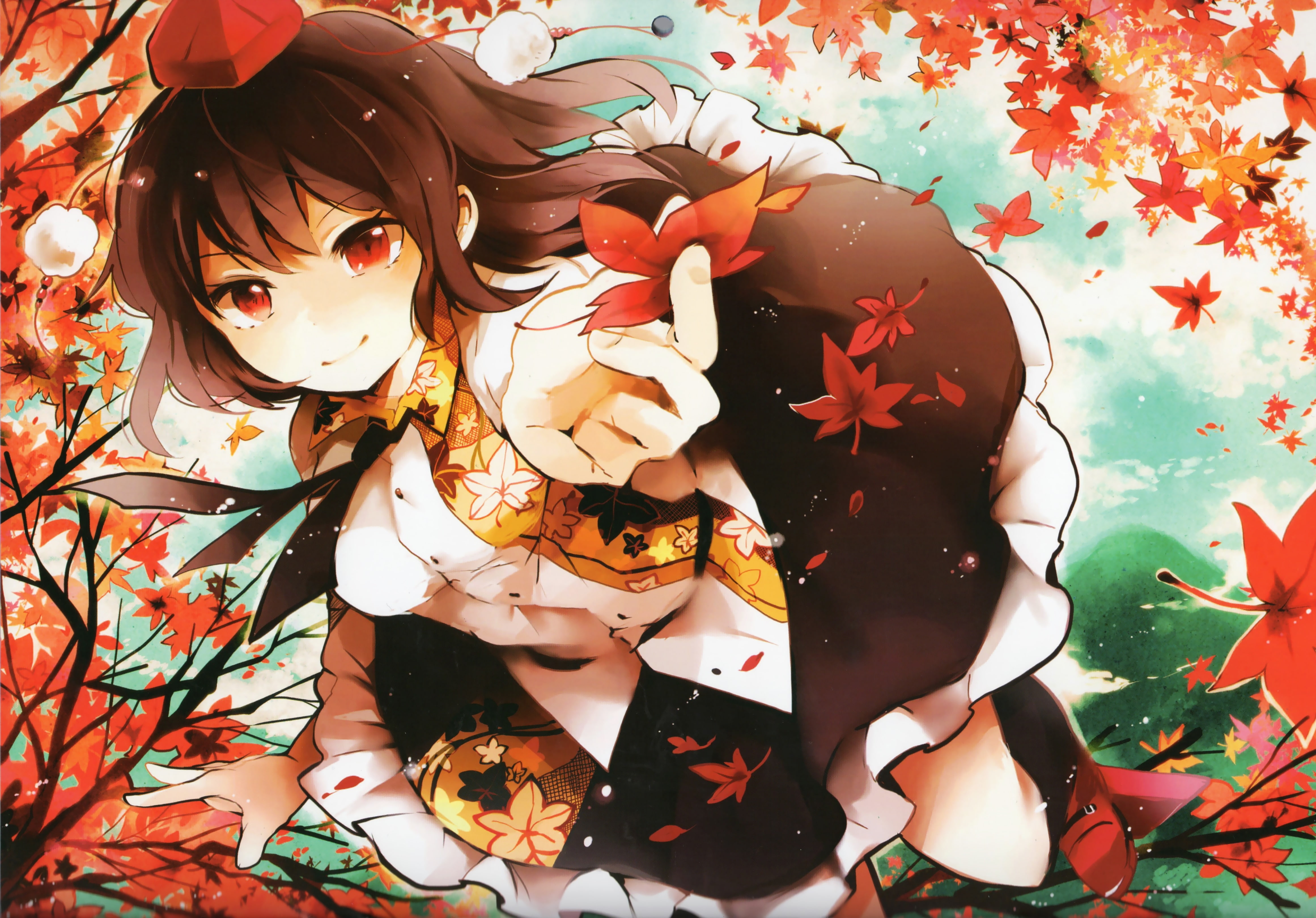 touhou, 4K, autumn, aya, shameimaru, HD Wallpaper