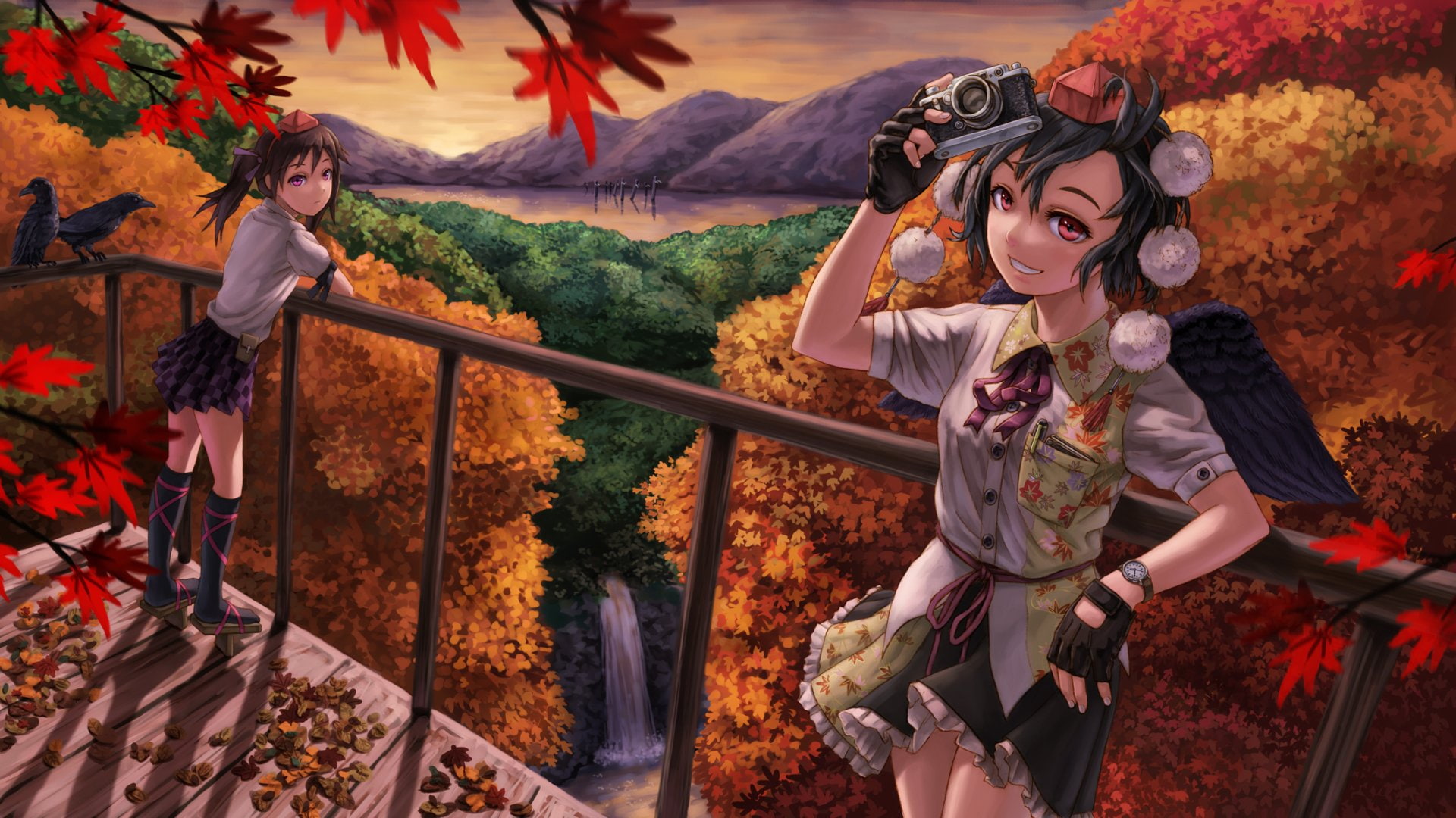 Touhou, 1080P, Hatate Himekaidou, Anime, Aya Shameimaru, HD Wallpaper