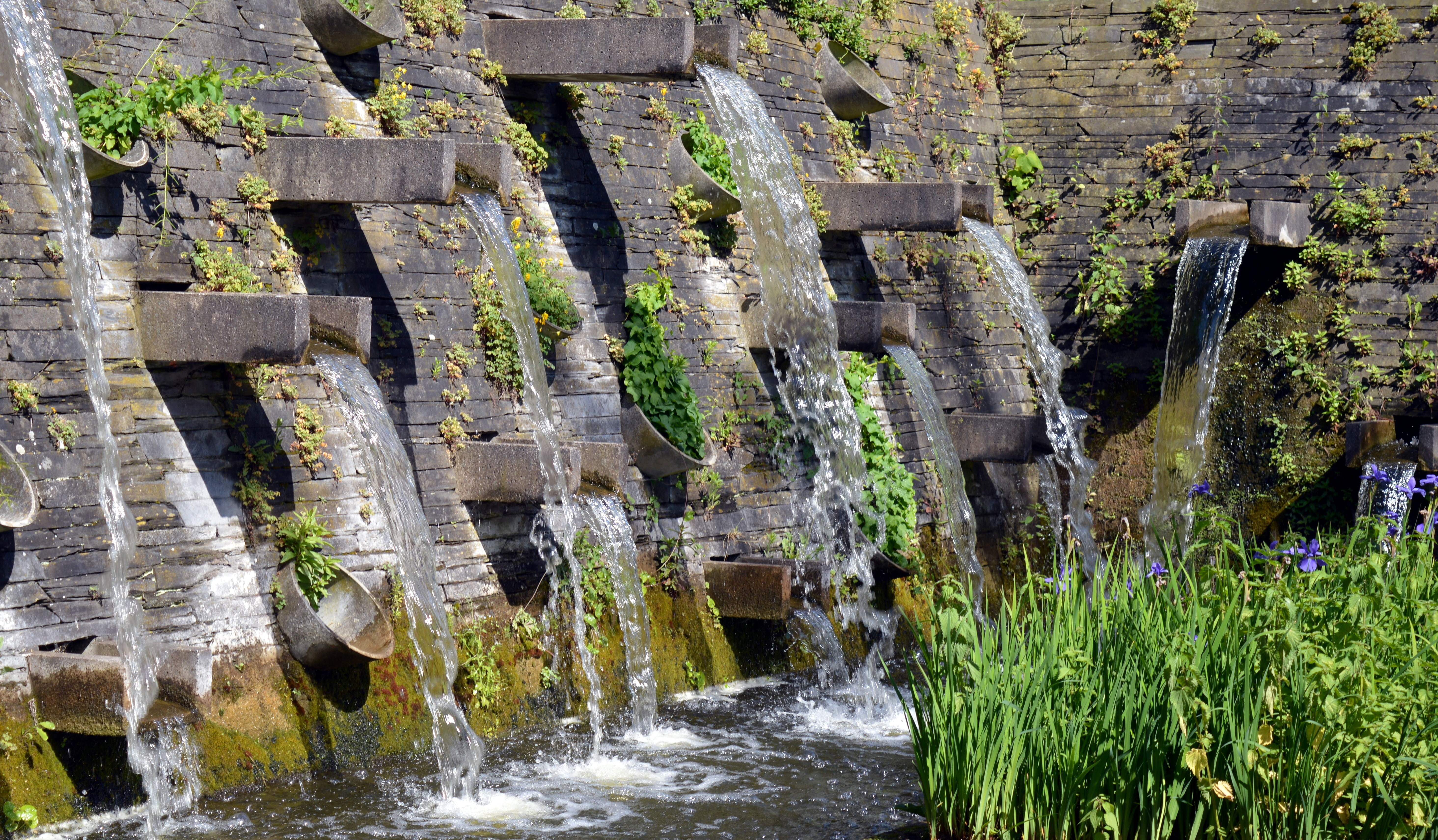 waterfall, flowing, travel destinations, beauty in nature, hamburg, liquid, wet, water pipe, flowing water, water basin, planten en blomen, water fountain, HD Wallpaper