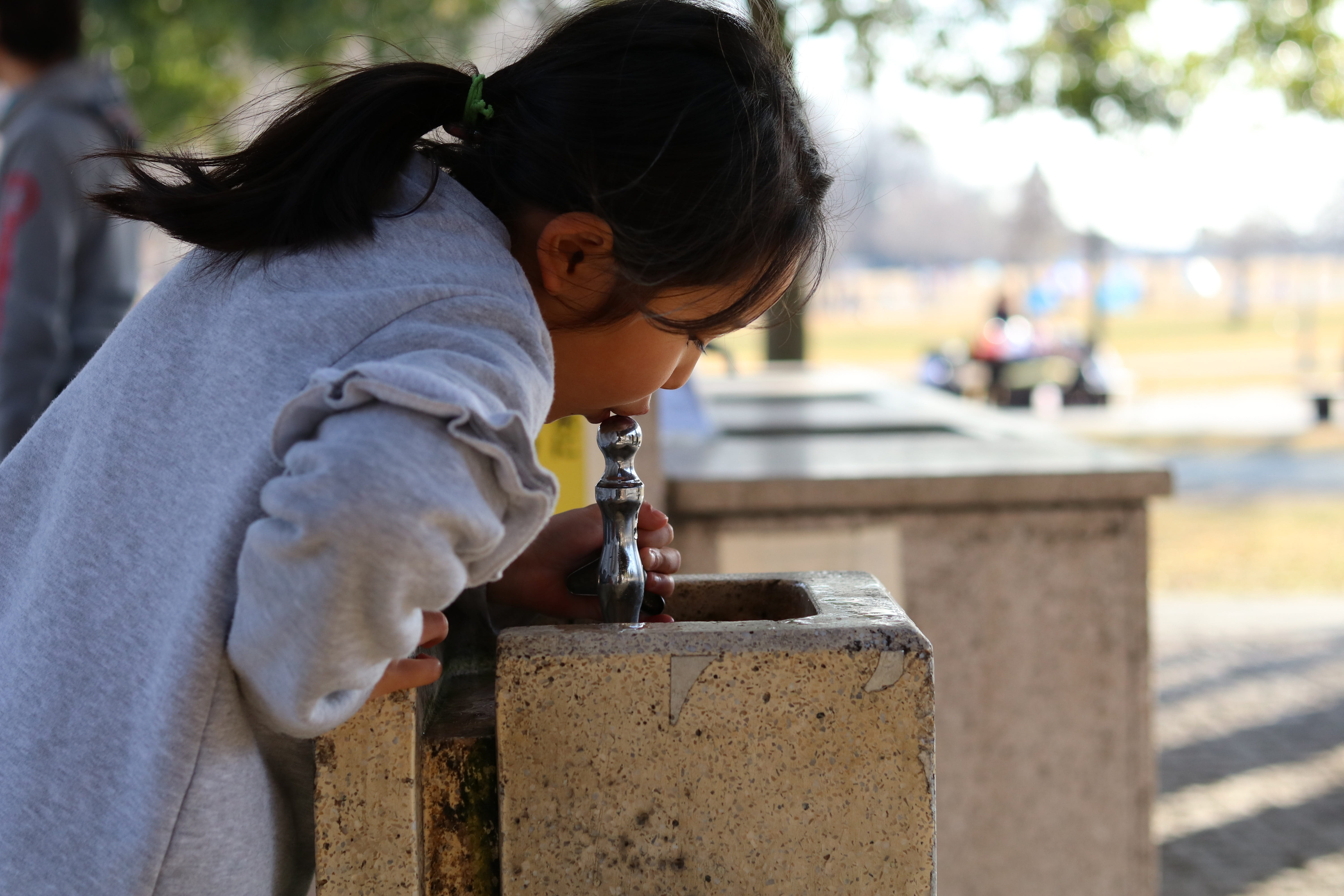 park, side view, day, drinking fountain, childhood, water, drinking, holding, real people, child, girls, standing, hairstyle, men, casual clothing, hair, HD Wallpaper