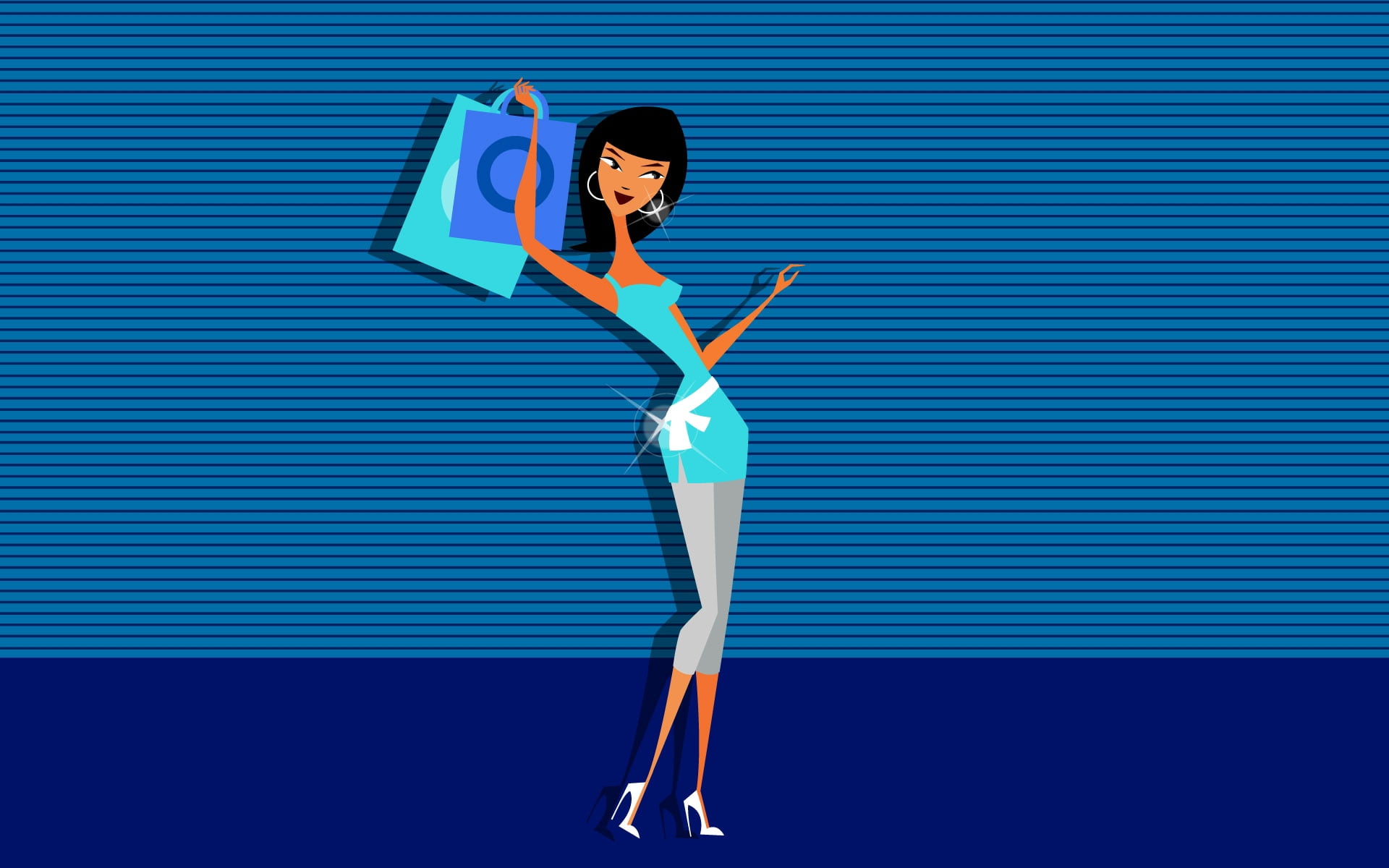 woman, success, one Person, adult, sport, bags, blue background, 1080P, wearing, business, illustration, vector, girl, lifestyles, healthy lifestyle, casual clothing, HD Wallpaper