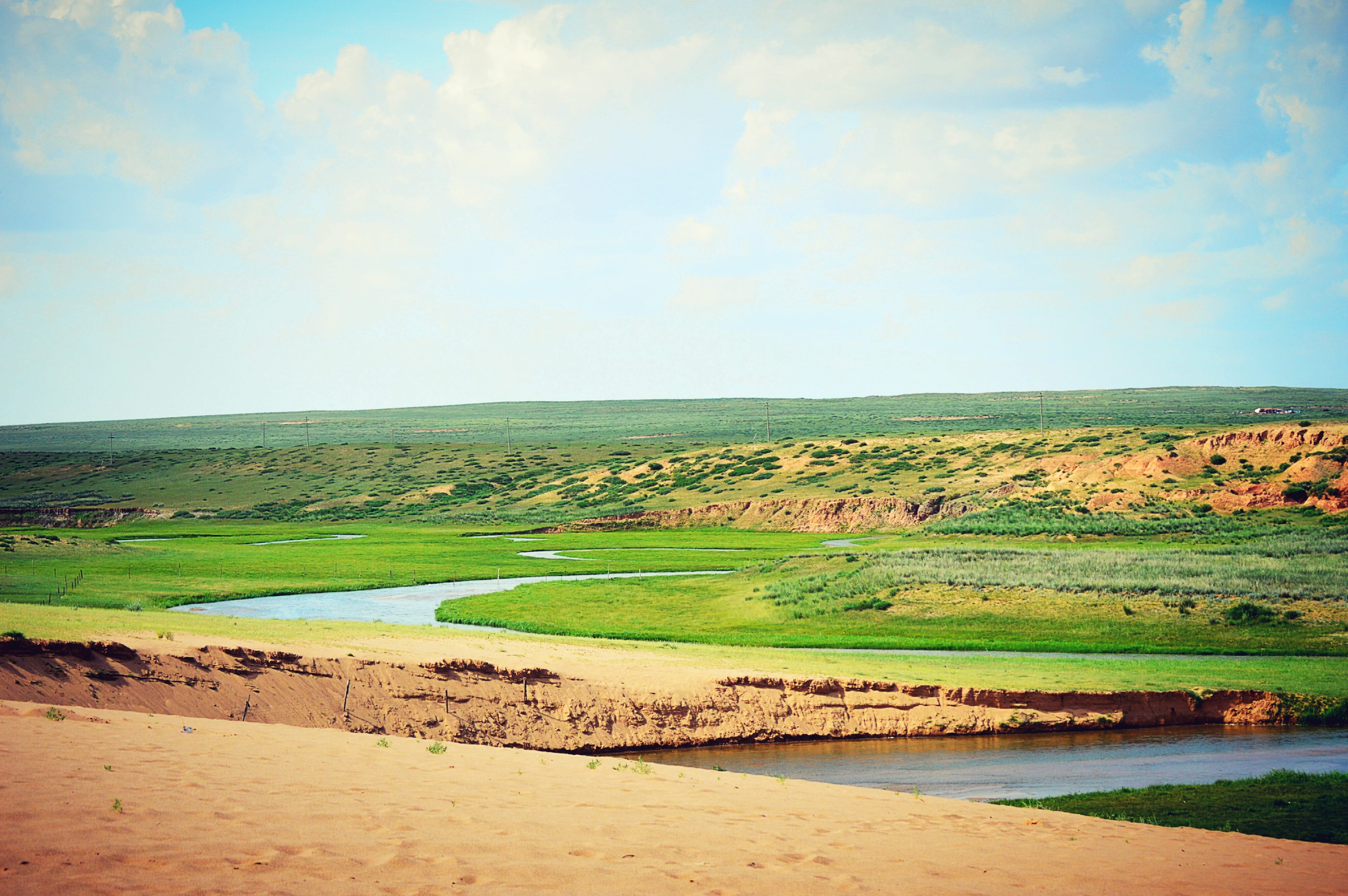 tranquility, no people, environment, land, gol, landscape, outdoors, water, 4K, inner mongolia, rural scene, beauty in nature, tranquil scene, idyllic, HD Wallpaper