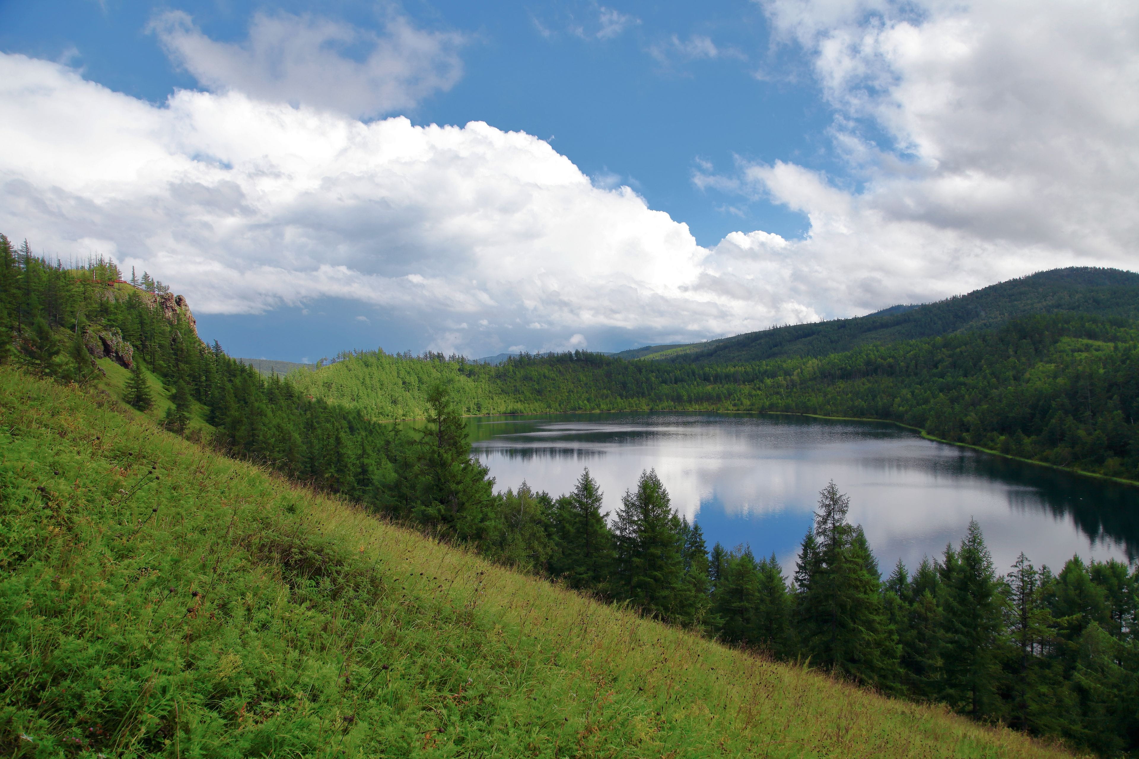 no people, green color, plant, 4K, cloud - sky, scenics - nature, environment, tranquility, water, lake, growth, inner mongolia, mountain, camel peak, HD Wallpaper