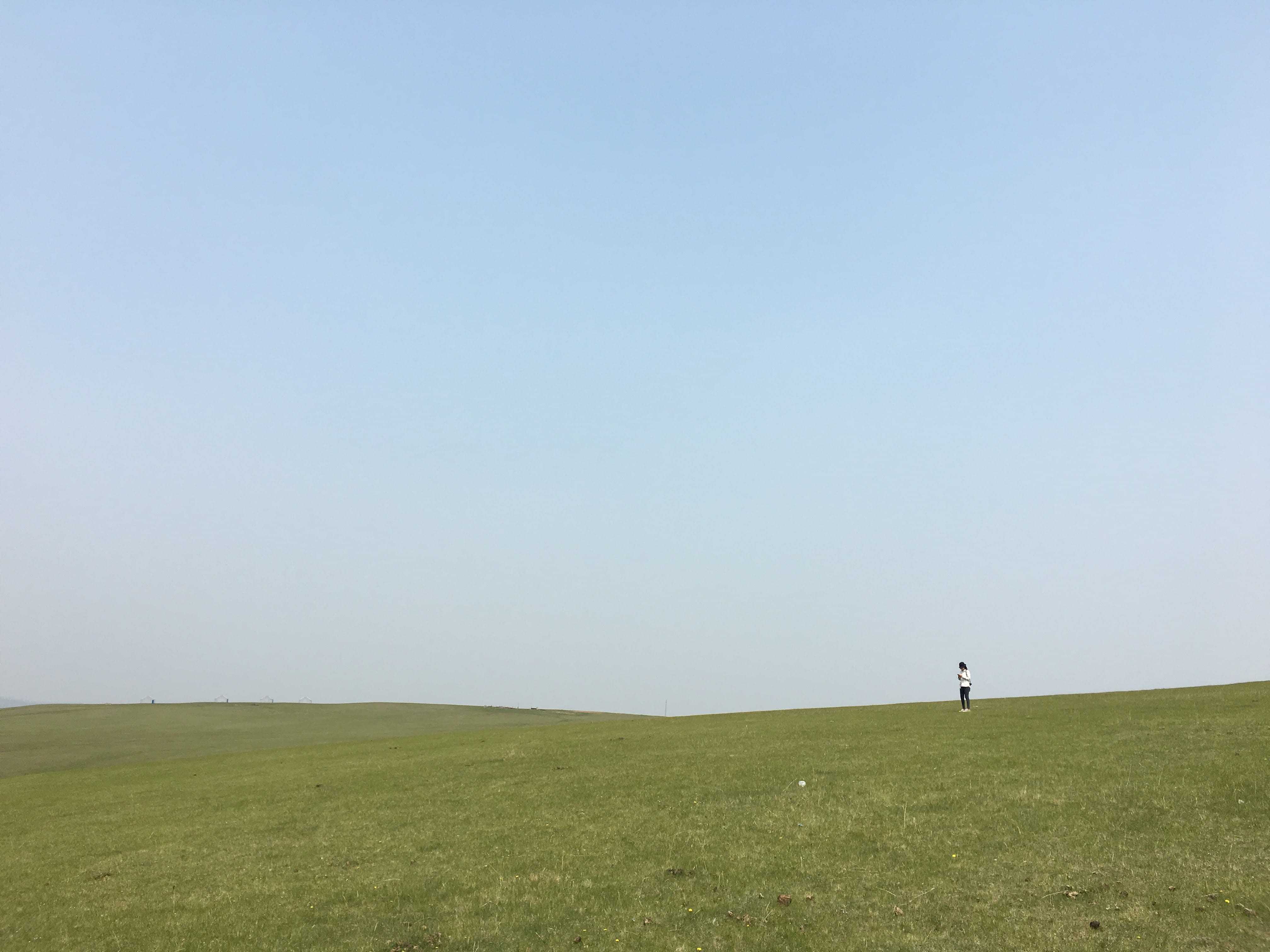 sky, copy space, farm, grassland, person, clear sky, horizon, slope, grass, human, building, tower, beauty in nature, 4K, plant, environment, scenics - nature, HD Wallpaper