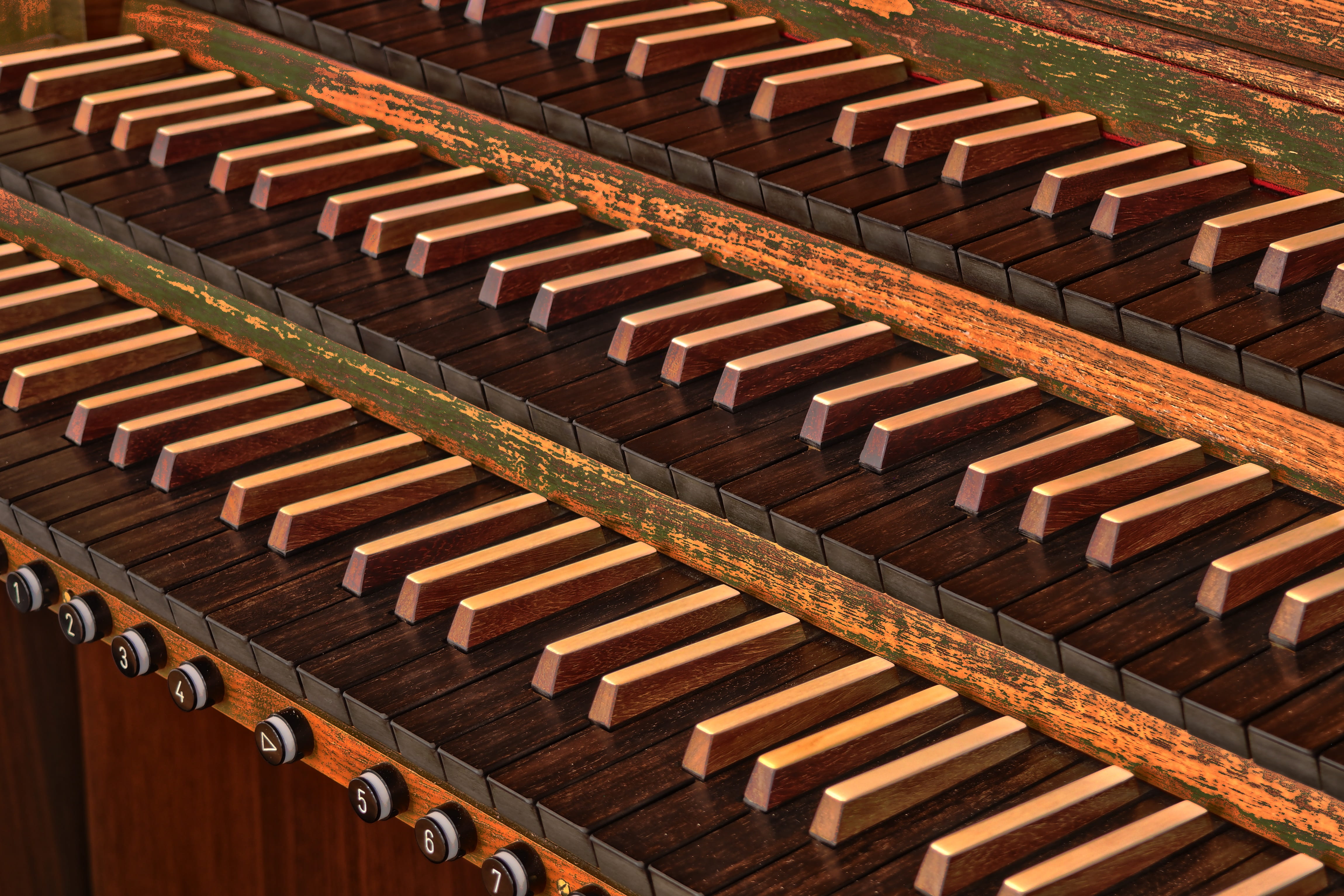 church music, church organ, day, organ, nature, settings, piano, wood, in a row, full frame, brown, sunlight, repetition, pattern, close, acoustics, sound, HD Wallpaper