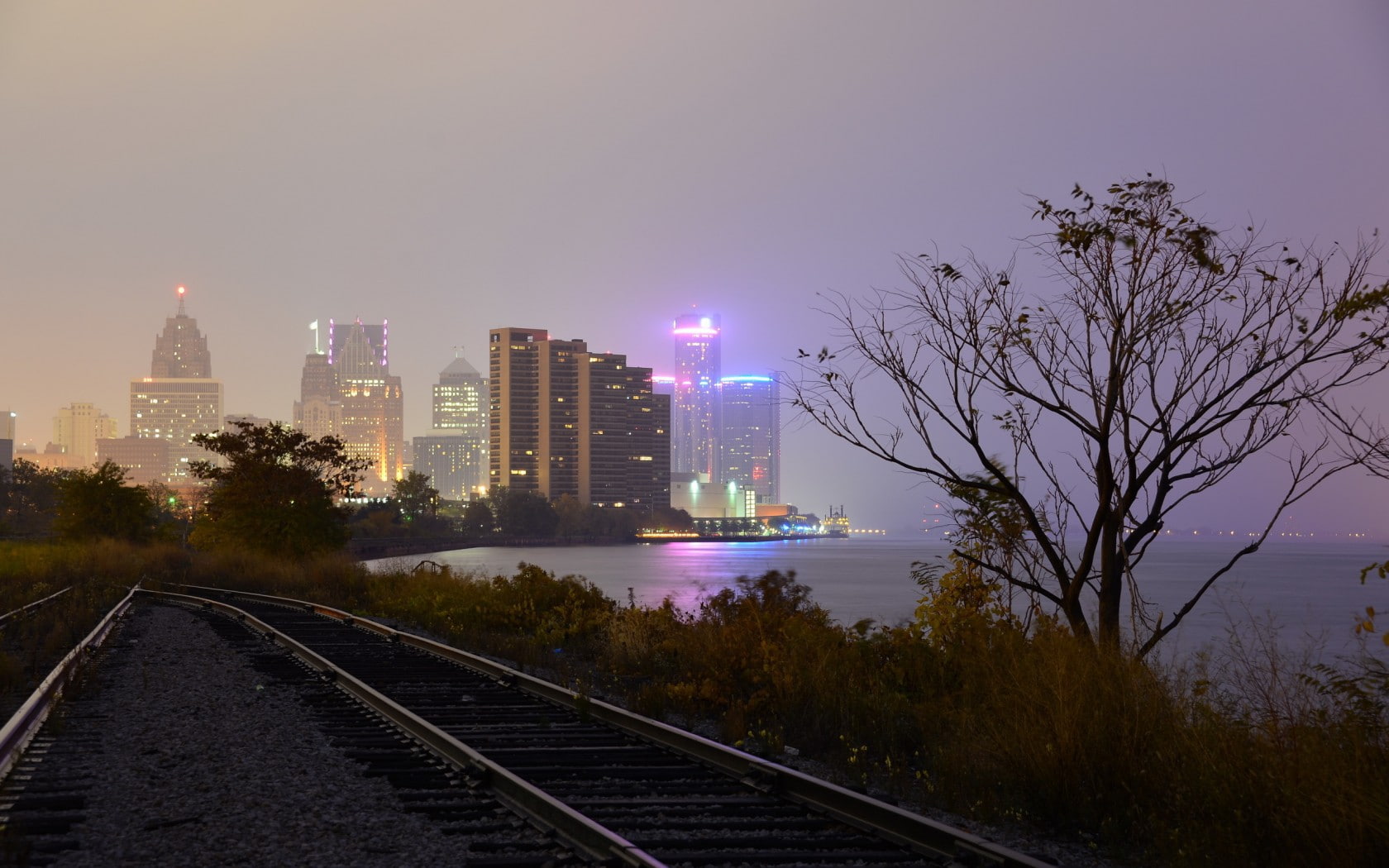 rise, high, buildings, city, black, night, 720P, railroad, HD Wallpaper