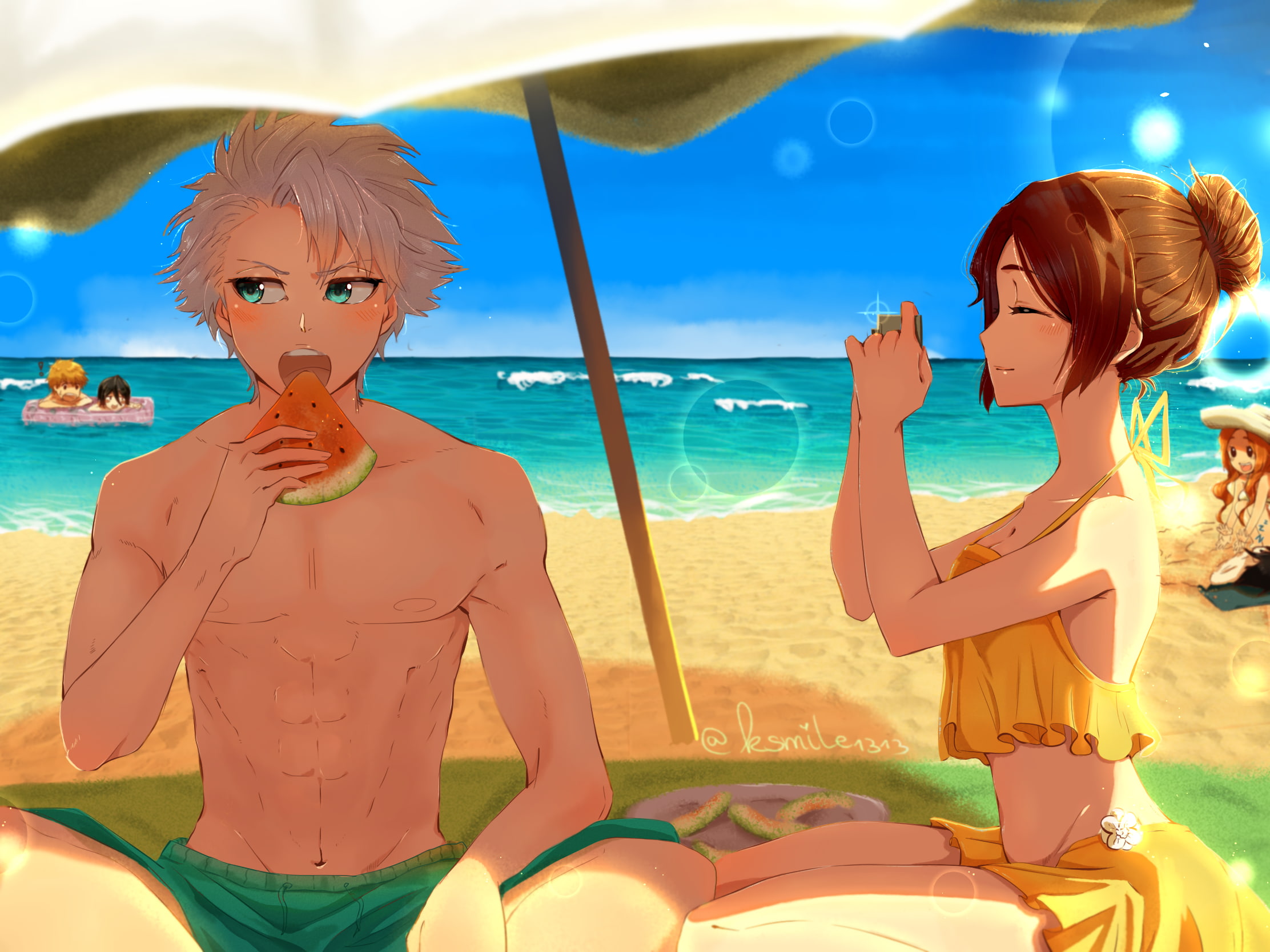 1080P, Bleach, Rukia Kuchiki, Ichigo Kurosaki, Tōshirō Hitsugaya, Momo Hinamori, Orihime Inoue, HD Wallpaper
