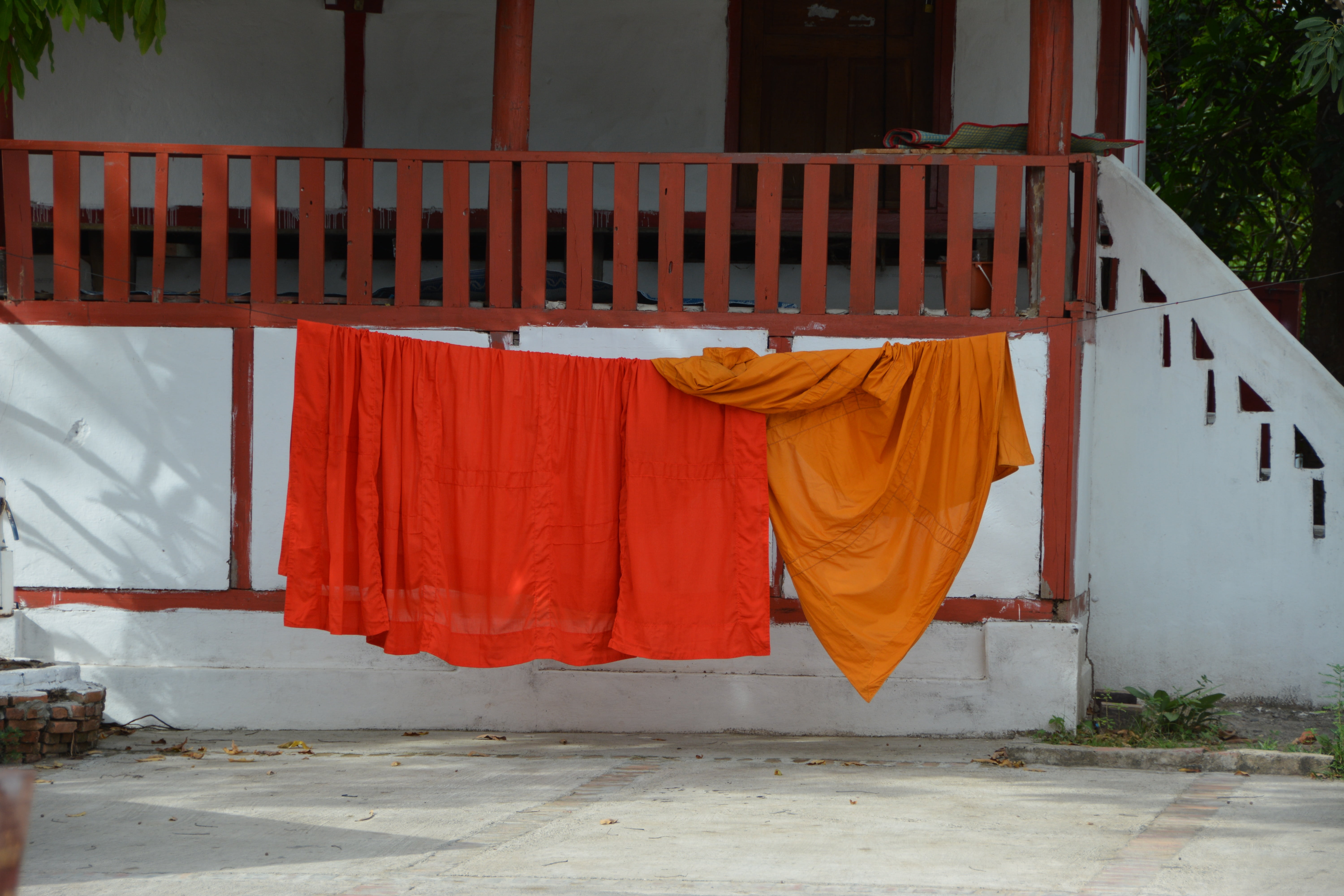 architecture, protection, red, gate, orange color, temple, closed, built structure, drying, building exterior, clothesline, 5K, textile, clothing, religion, HD Wallpaper