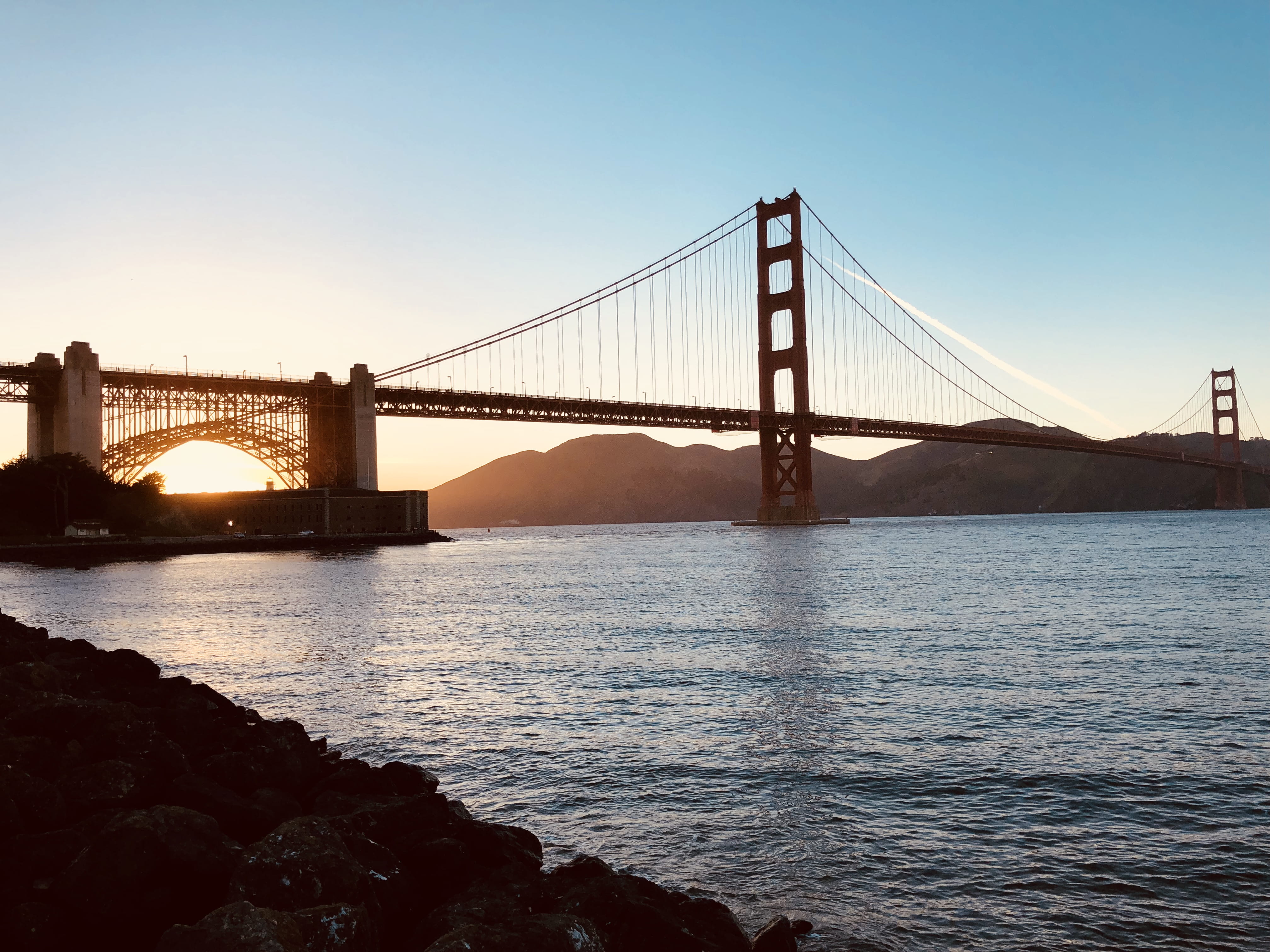 travel, sunrise, travel destinations, long, san francisco, golden, california, mountain, united states, dawn, bridge, building, architecture, 4K, blue, HD Wallpaper