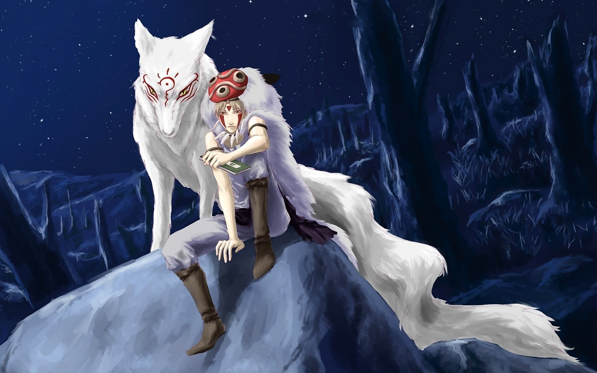 white color, representation, architecture, water, indoors, Princess Mononoke, dog, character, Natsume Yuujinchou, blue, nature, 1080P, creativity, art and craft, HD Wallpaper