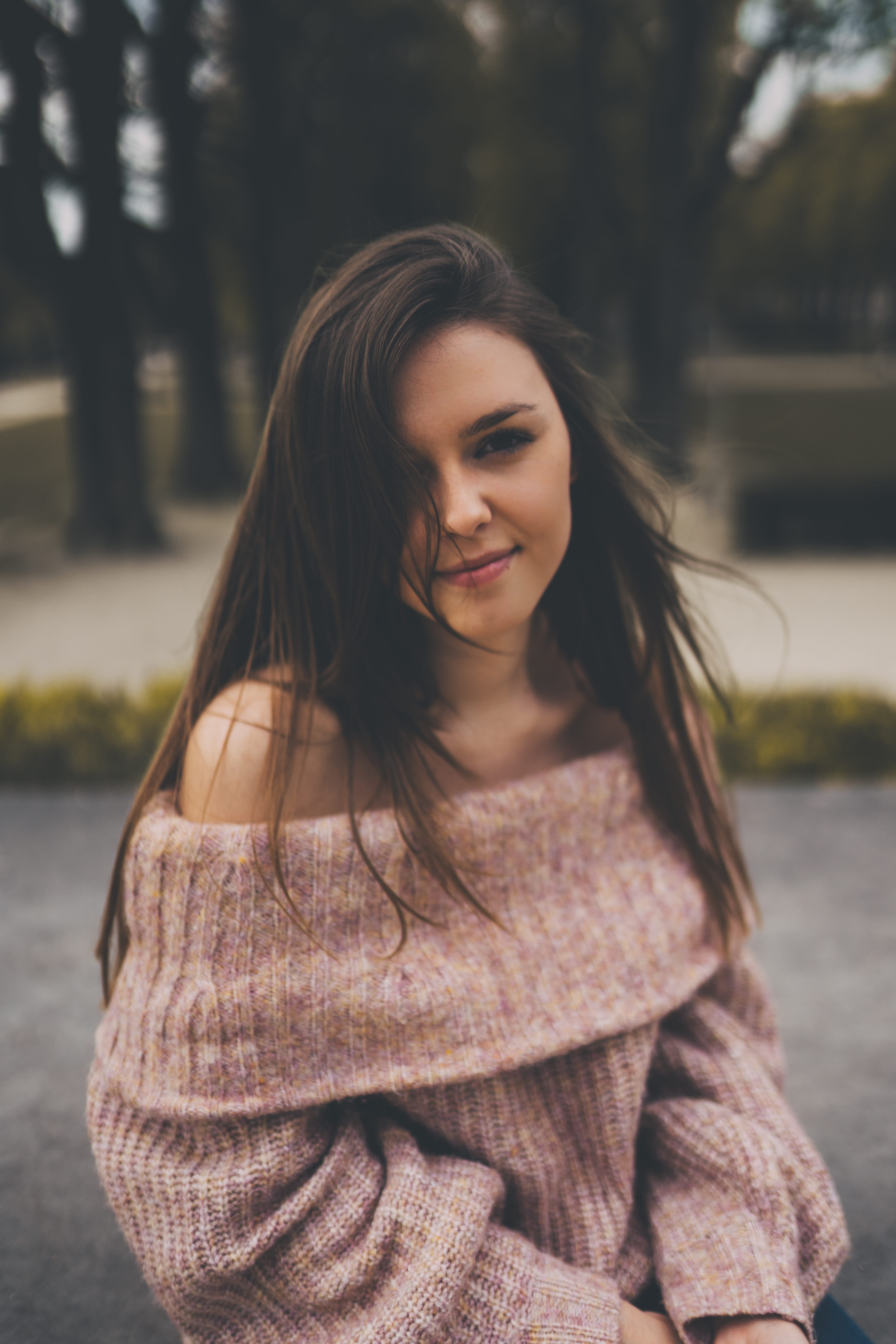 hair, long sleeve, young women, leisure activity, finger, fashion, sweater, woman, beautiful woman, one person, hairstyle, outdoors, home decor, lifestyles, Phone HD Wallpaper