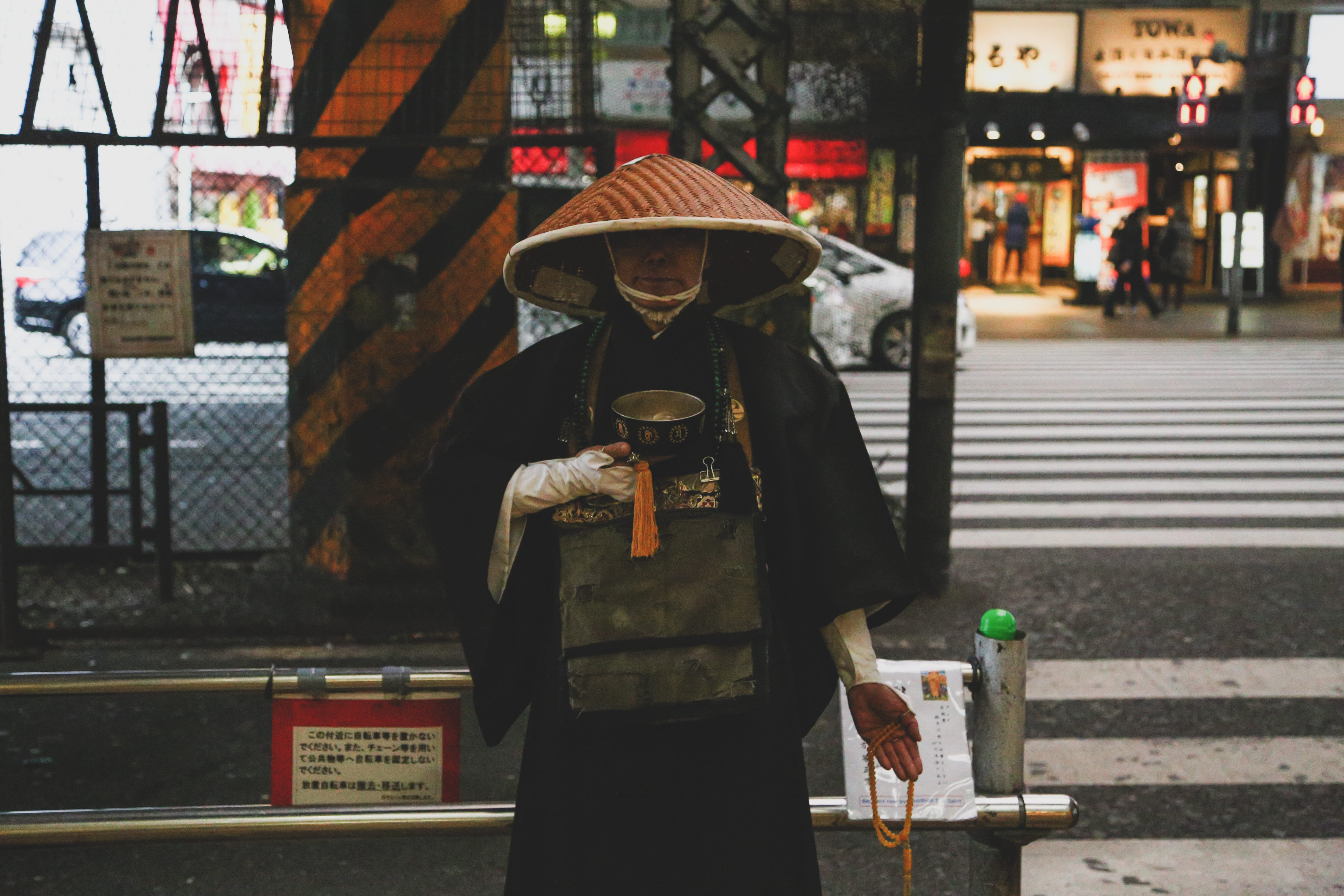 temple, uniform, road, lifestyles, city, holding, occupation, real people, three quarter length, near, hat, chinese, monk, japan, street, warm clothing, HD Wallpaper