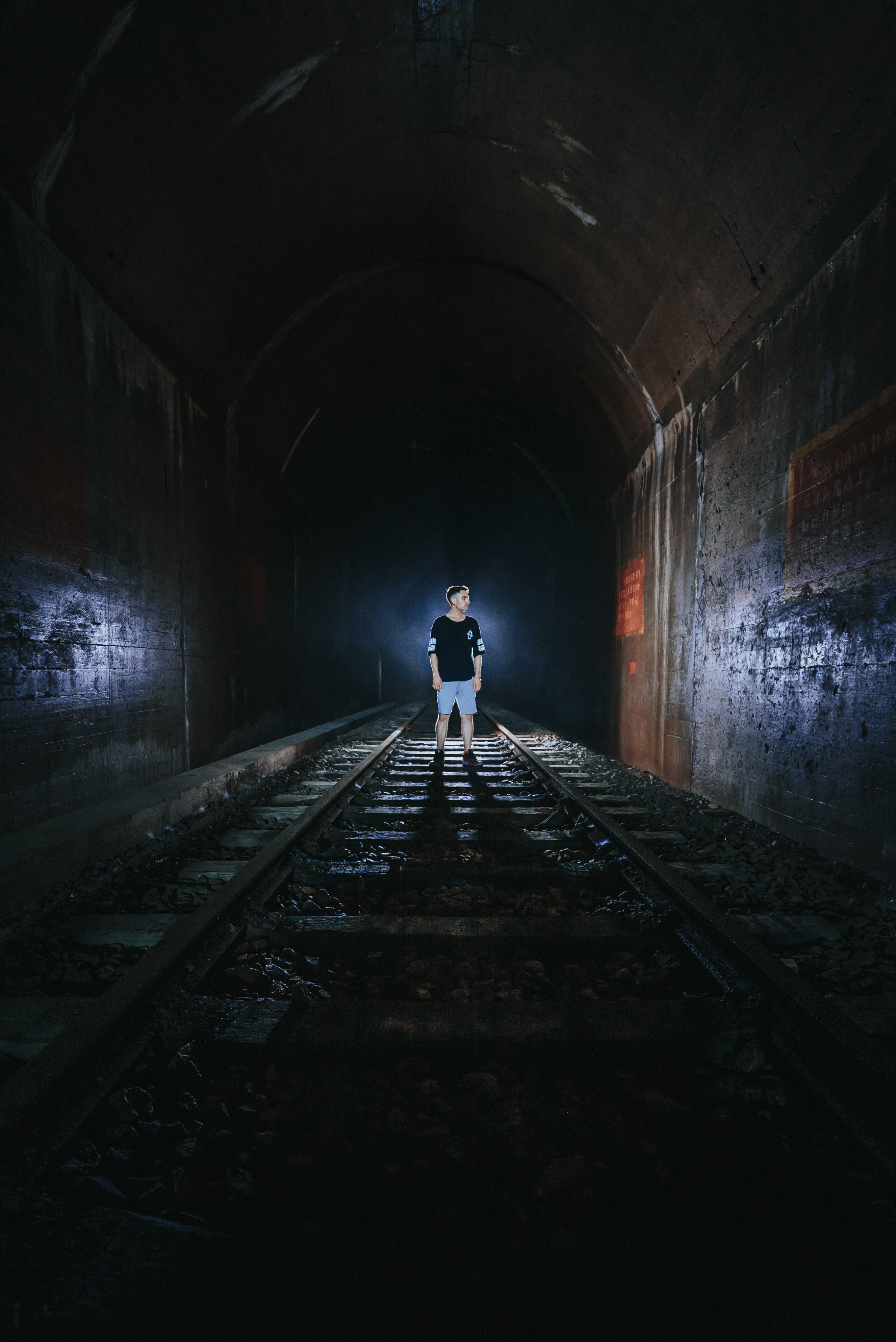 arch, train tracks, dark, railway, railroad track, rail transportation, tunnel, tunnel tracks, train track, lifestyles, direction, train, surface level, Phone HD Wallpaper