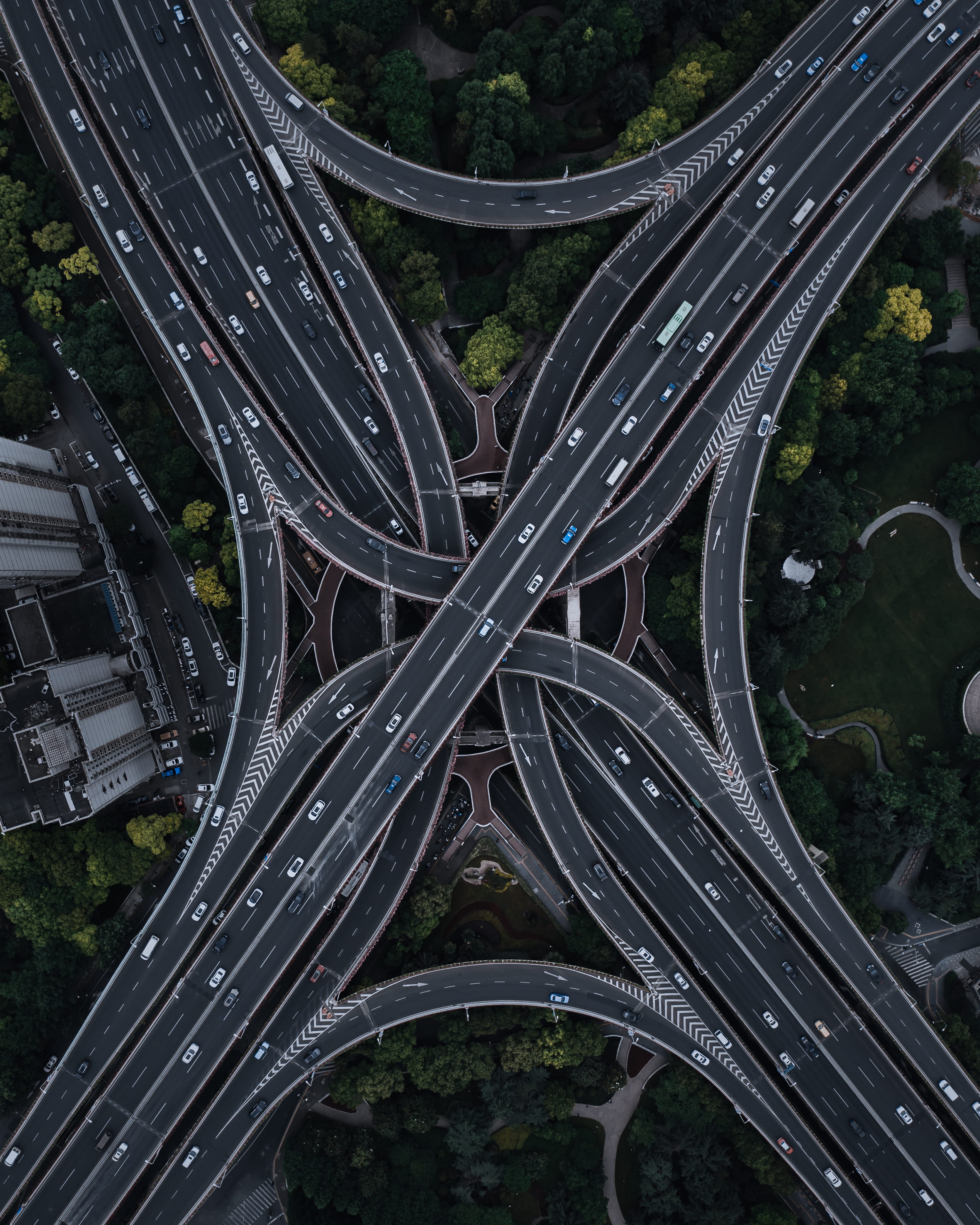 plant, shanghai, complexity, architecture, scenery, transportation, yiranding, way, panoramic, highway, nature, road, city, woodland, aerial view, outdoors, Phone HD Wallpaper