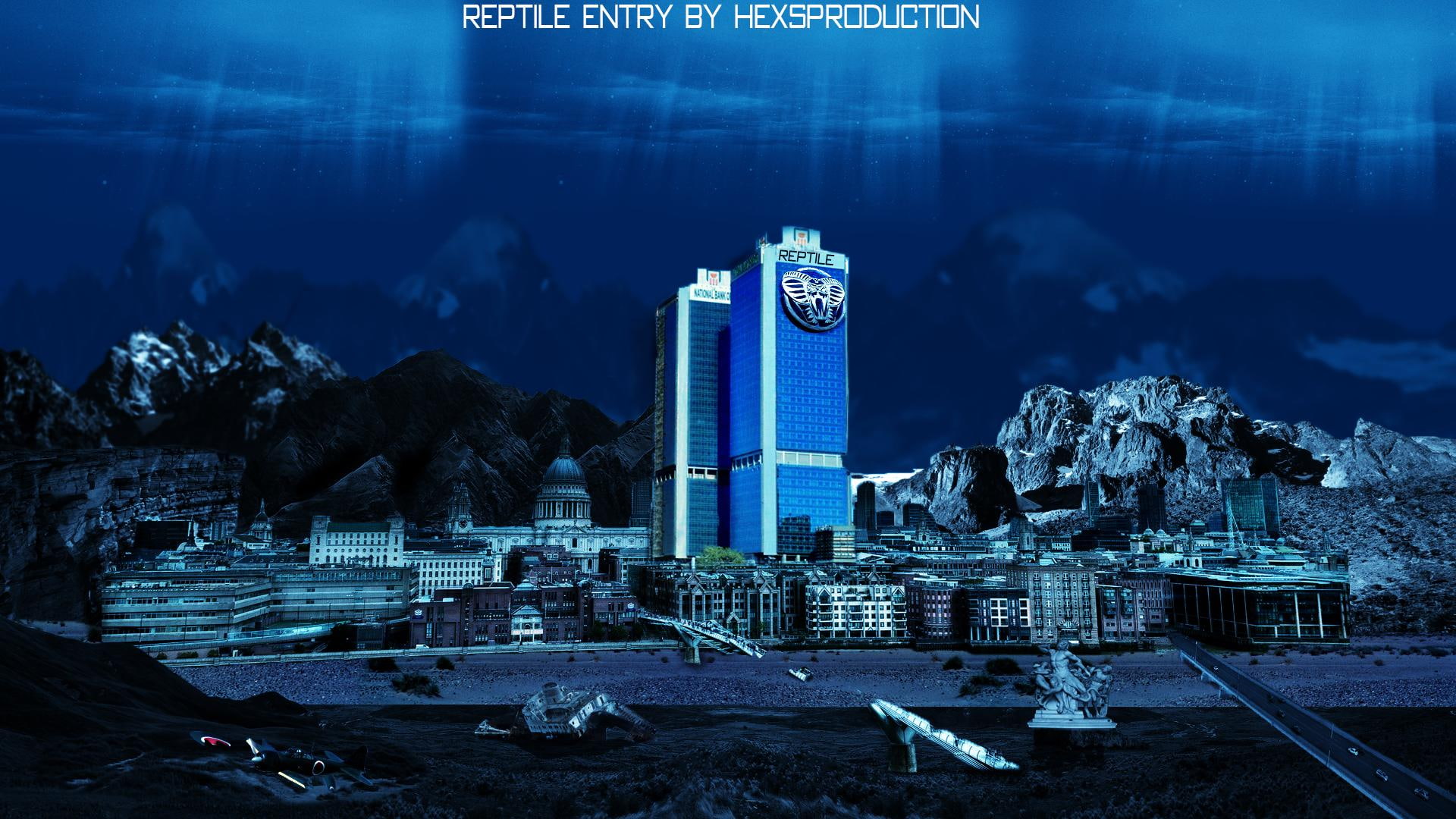 lost city, city, reptile, hexsproduction, 3d and abstract, entry, 1080P, lost, HD Wallpaper