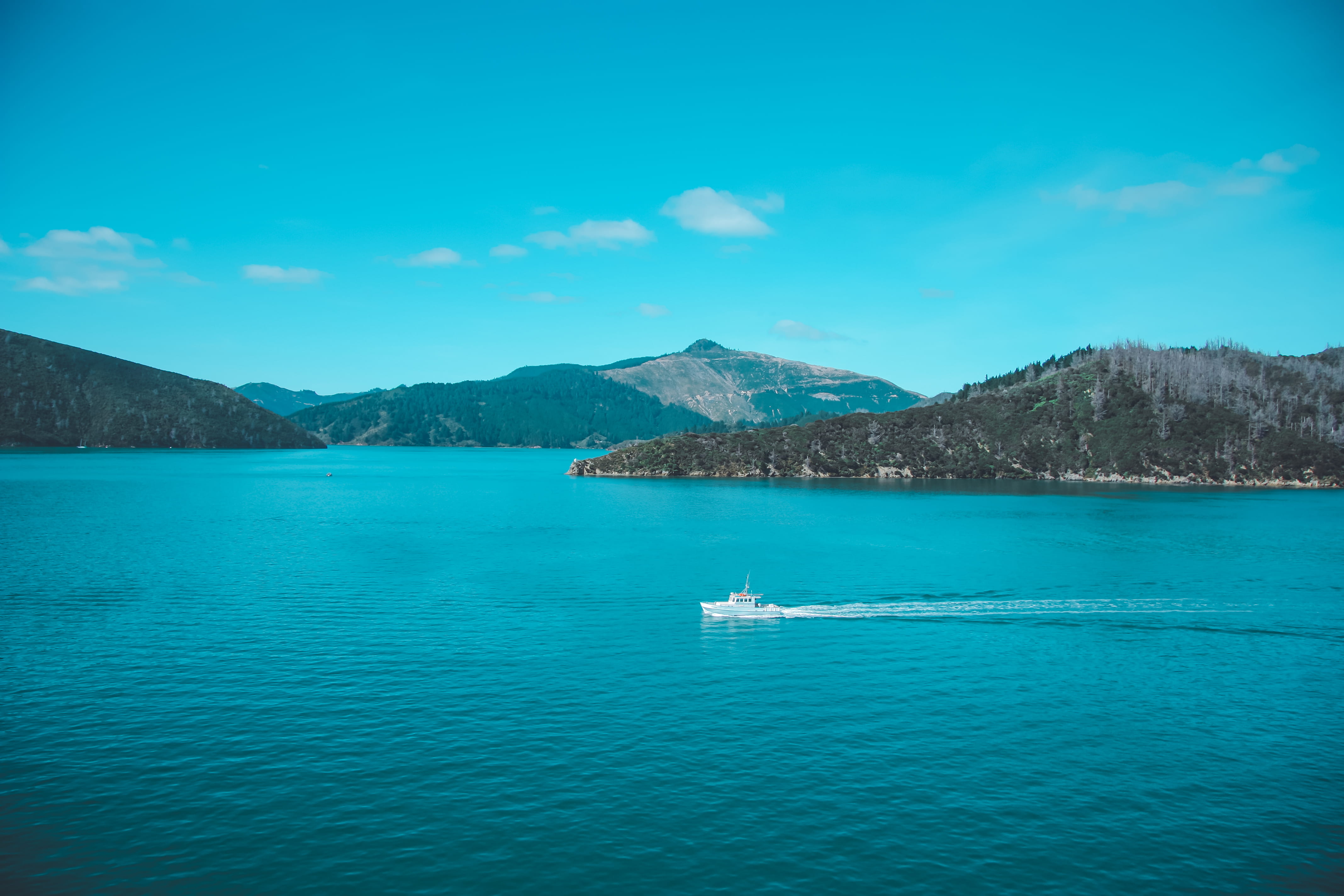 transportation, boat, cloud - sky, nautical vessel, beauty in nature, water, ship, outdoors, scenics - nature, fishing, no people, travel, mountain range, HD Wallpaper
