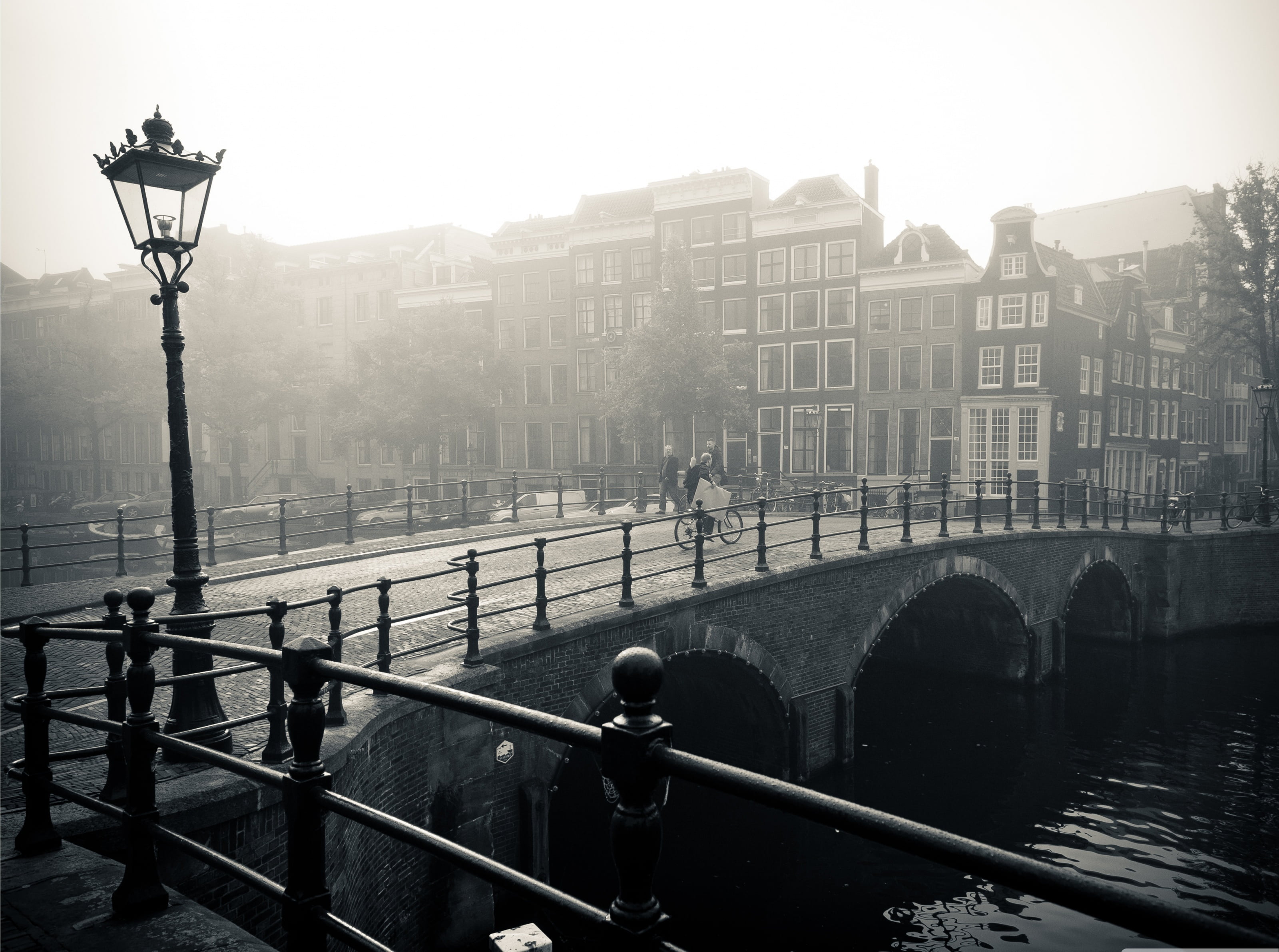 river, bridge, city Life, black And White, mode of transportation, canal, travel, tourism, cityscape, railing, architecture, lighting equipment, black, HD Wallpaper