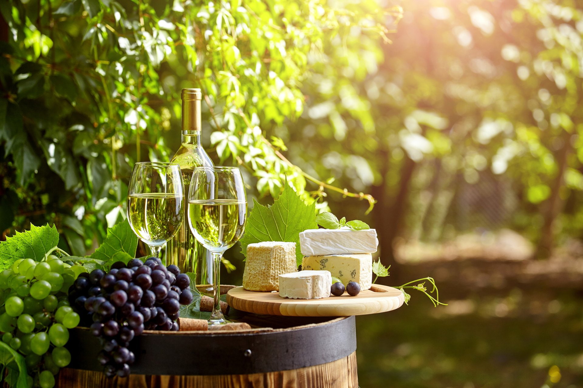 Bokeh, Grapes, Cheese, 1080P, Glasses, Sunny, Bottle, Wine, Food, HD Wallpaper