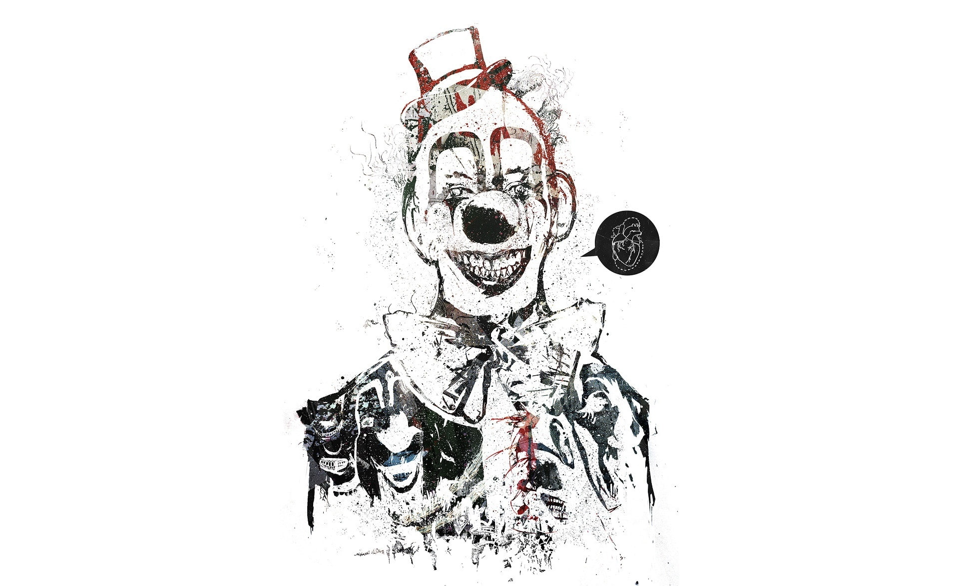 Digital, art, not funny, anymore, indoors, 1080P, White, t, winter, joke, cold temperature, Grunge, halloween, clown, copy space, dark art, Joker, no people, HD Wallpaper