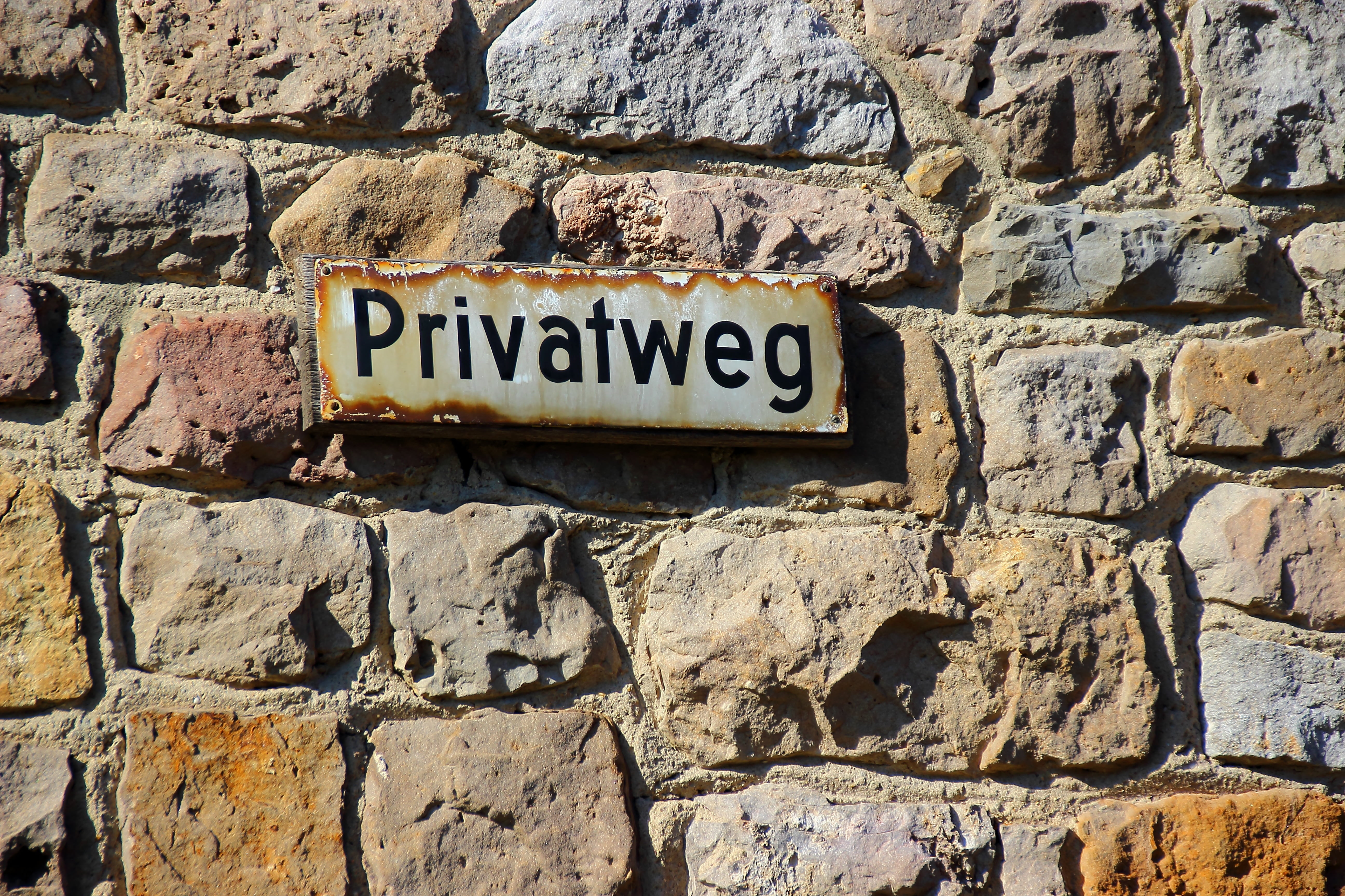 private, western script, street sign, no people, day, capital letter, information, close-up, building exterior, solid, private thing, note, stone wall, HD Wallpaper