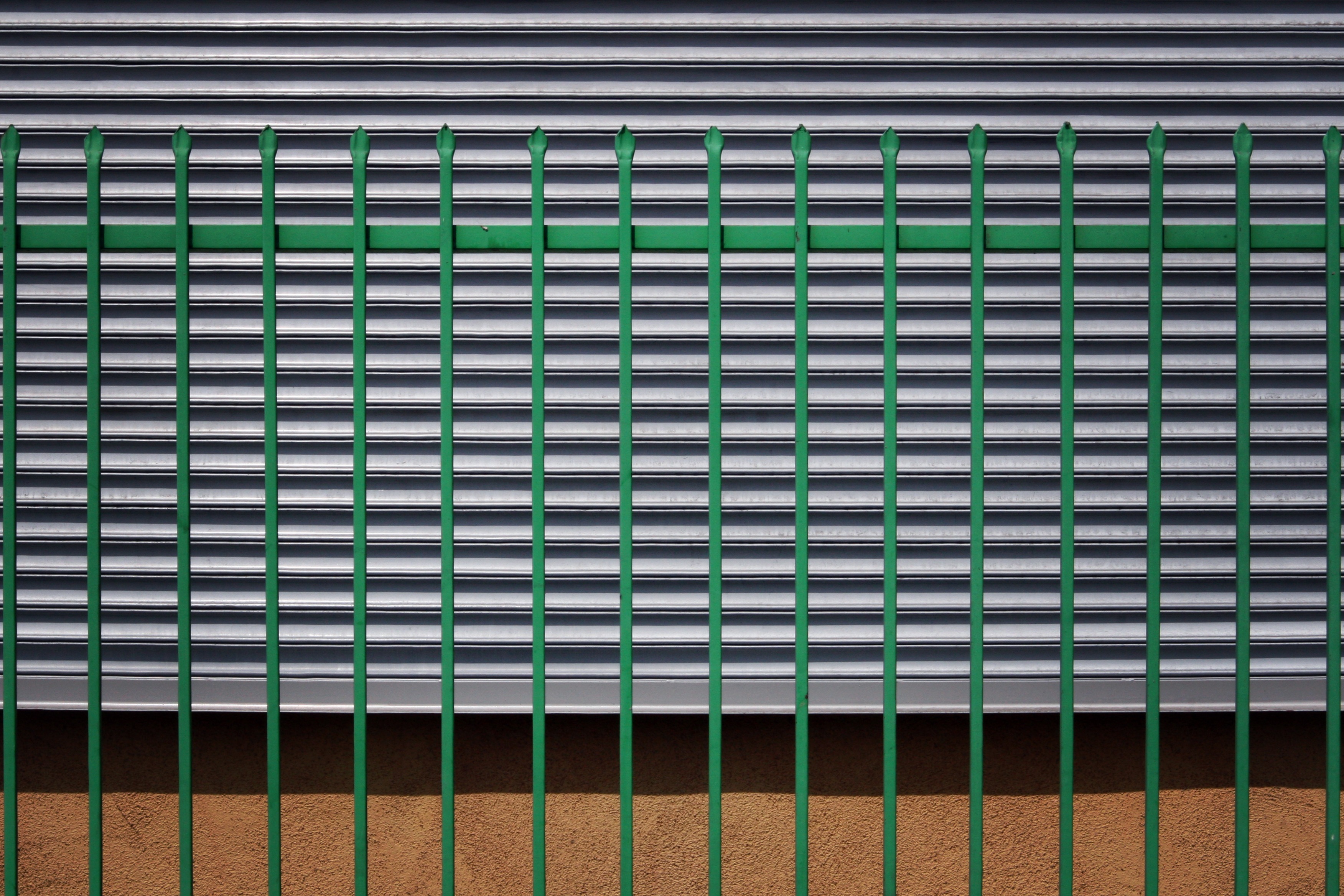 architecture, access denied, sunlight, pattern, 2K, building exterior, outdoors, gate, window, textured, wall - building feature, backgrounds, office building exterior, HD Wallpaper