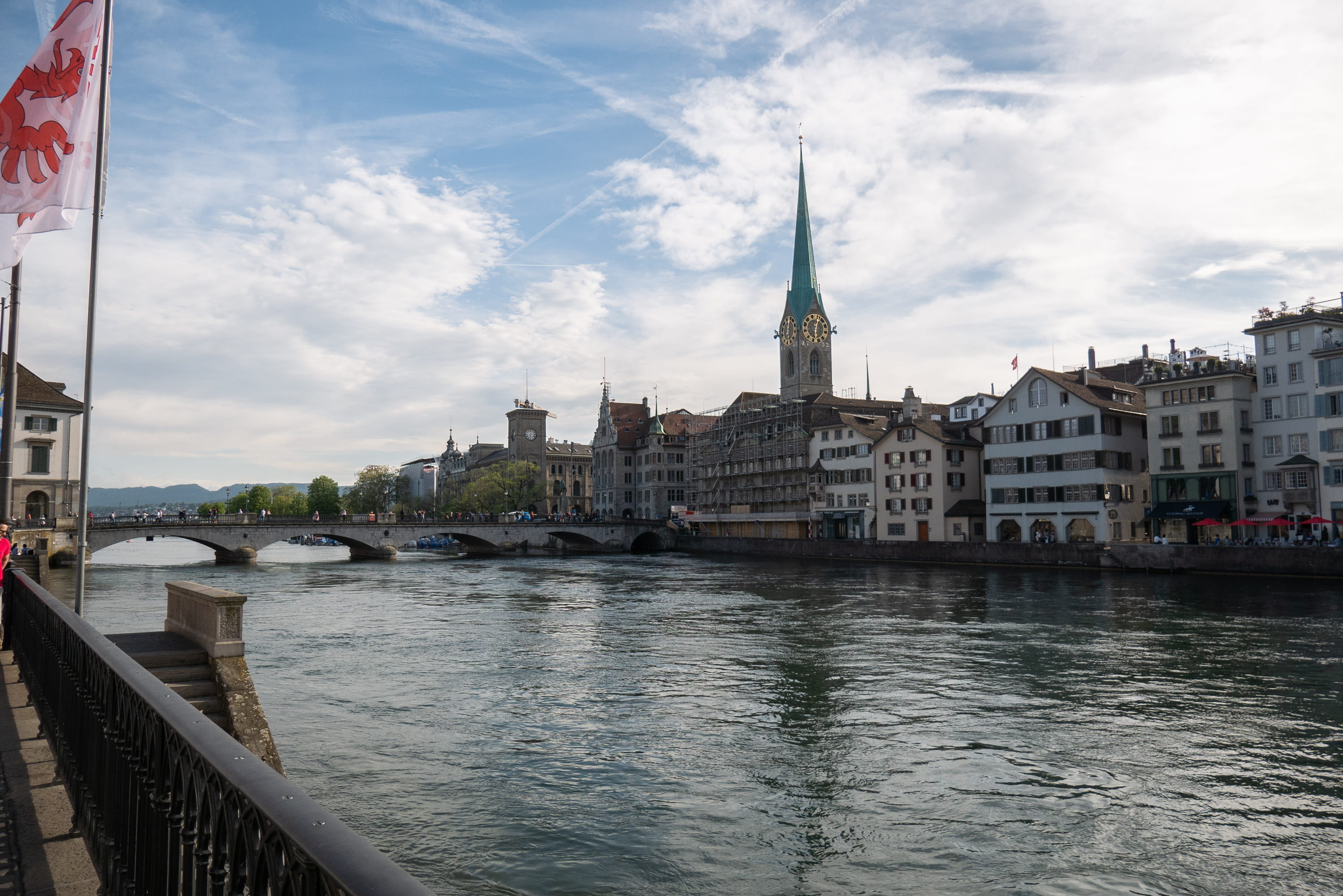 landscape, outdoors, zurich, old, arch bridge, travel destinations, cityscape, nature, 2K, sun, bridge, zürich, river, waterfront, connection, transportation, HD Wallpaper