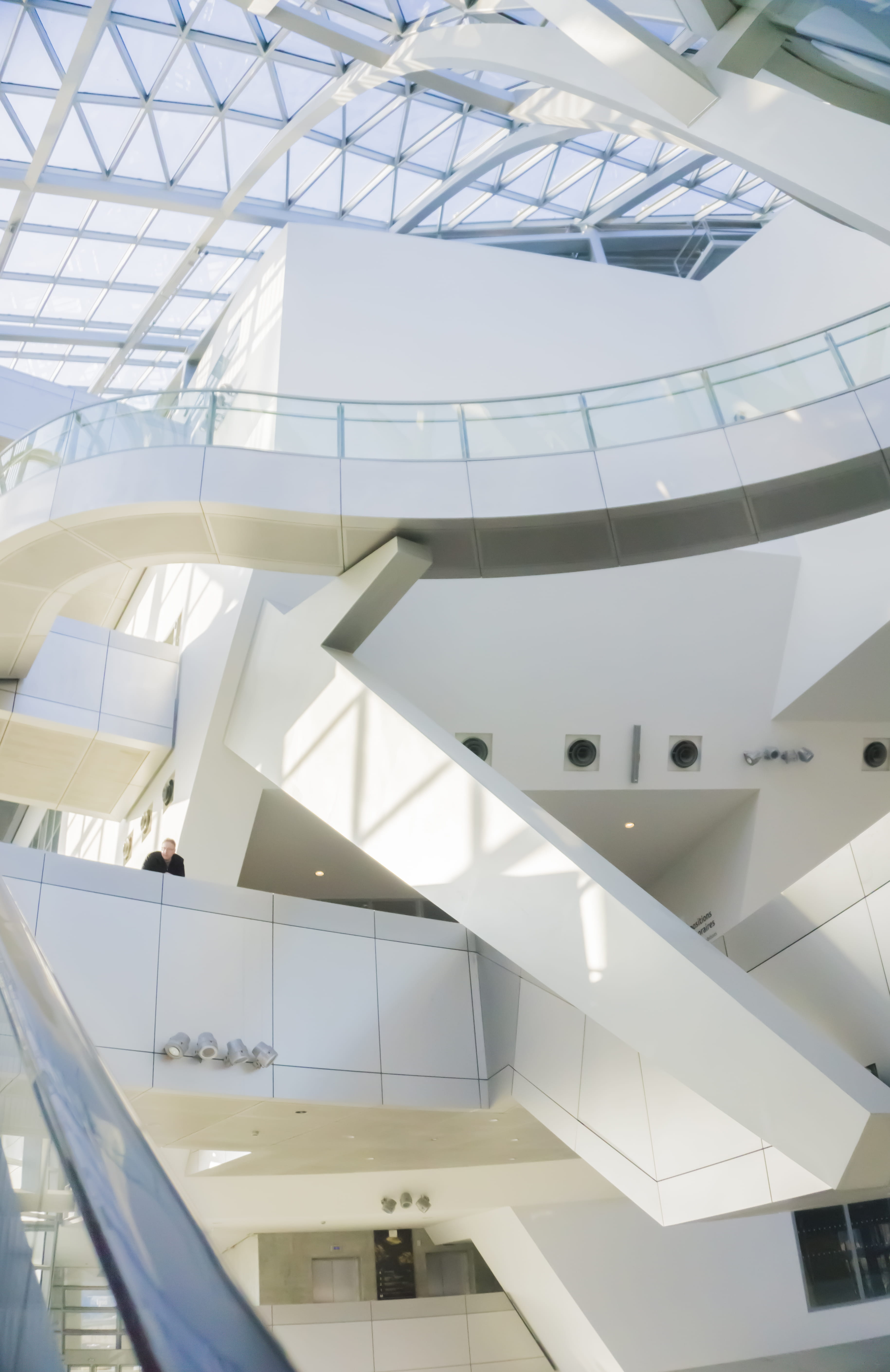 glass, no people, consumerism, day, confluence, 5K, musée des confluences, steps and staircases, built structure, transparent, lyon, ceiling, shopping mall, Phone HD Wallpaper
