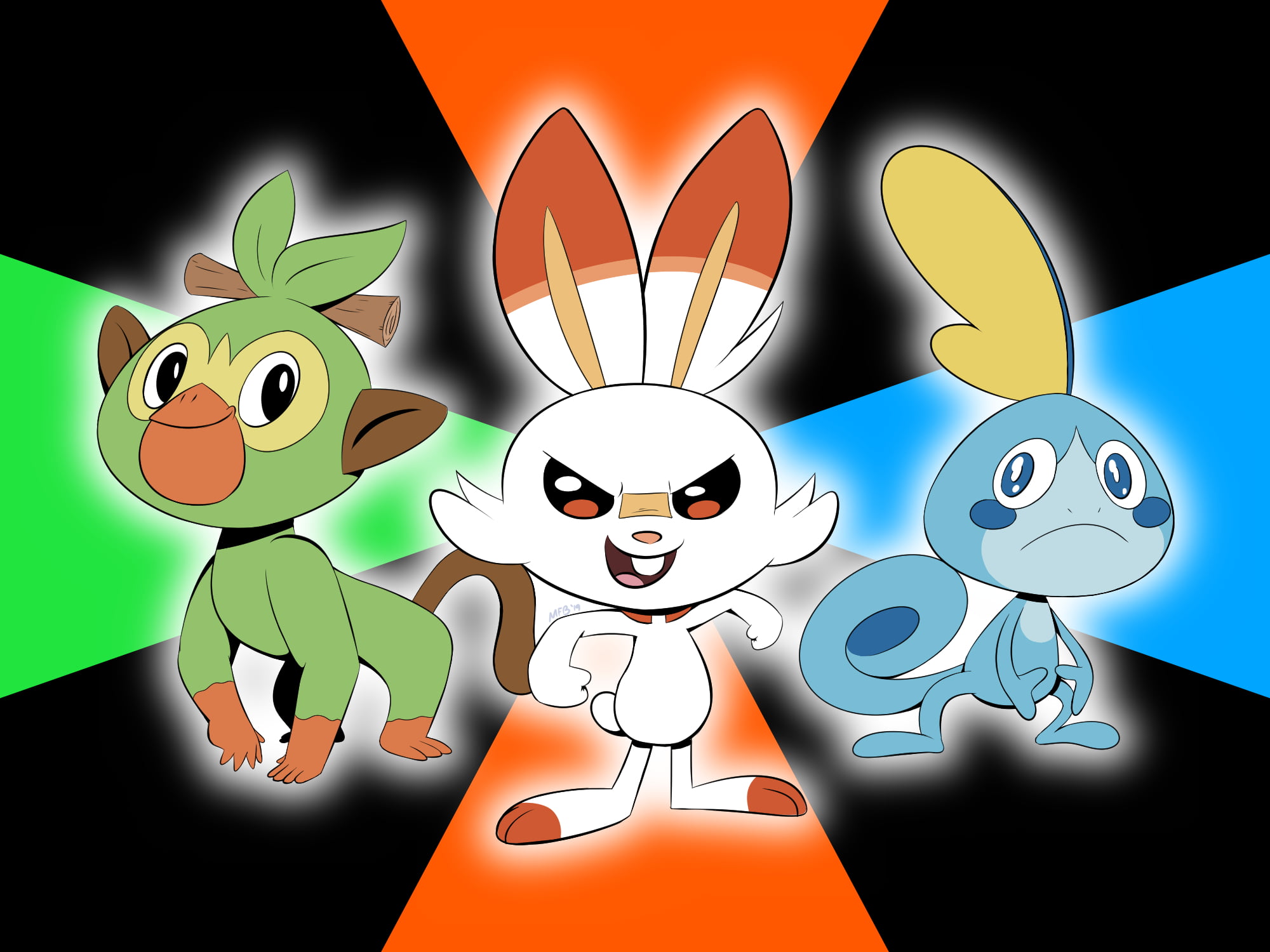 1080P, Scorbunny (Pokémon), Pokémon, Pokémon: Sword and Shield, Sobble (Pokémon), Grookey (Pokémon), HD Wallpaper