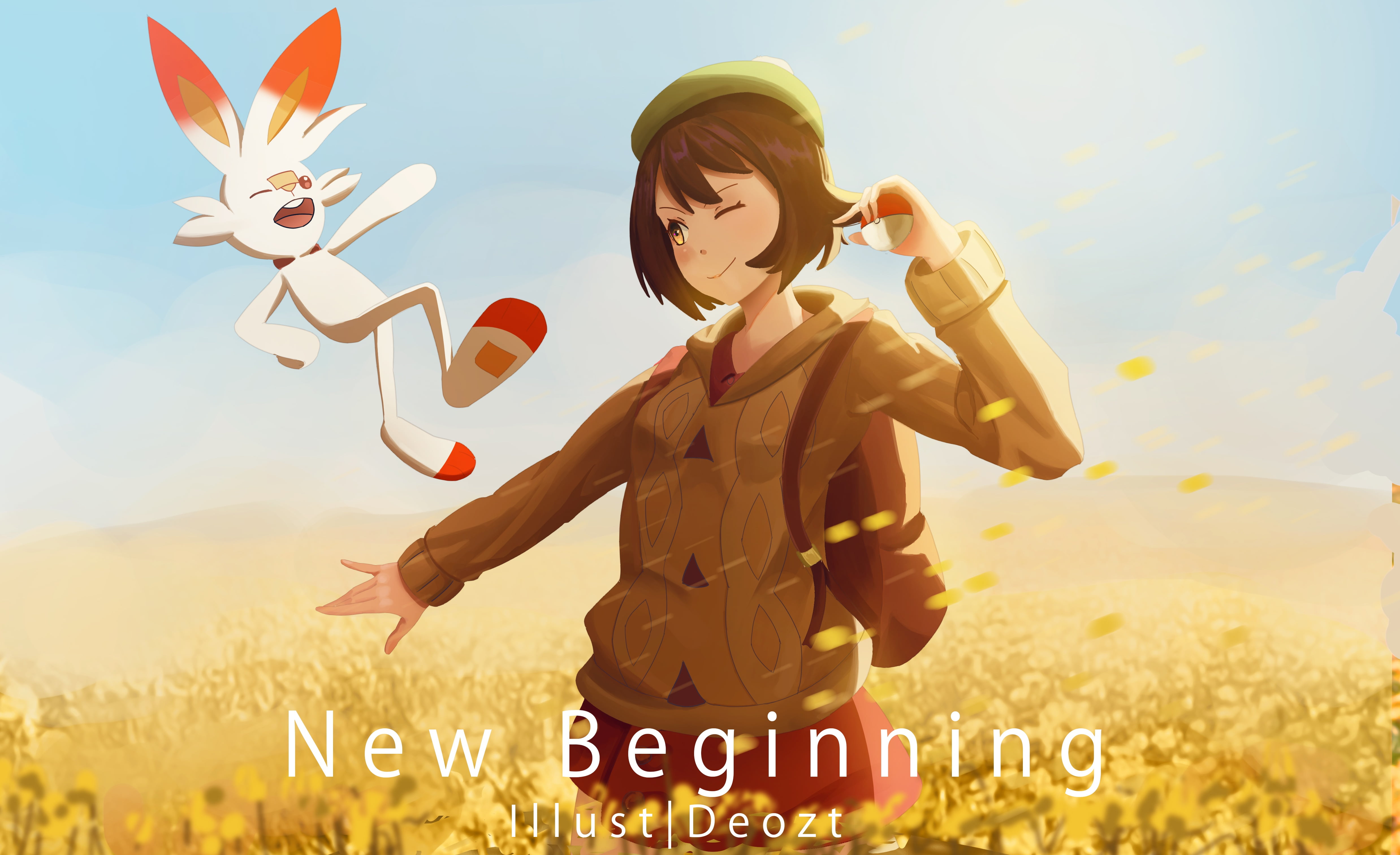 Pokémon, Pokémon: Sword and Shield, Gloria (Pokémon), Scorbunny (Pokémon), 4K, HD Wallpaper