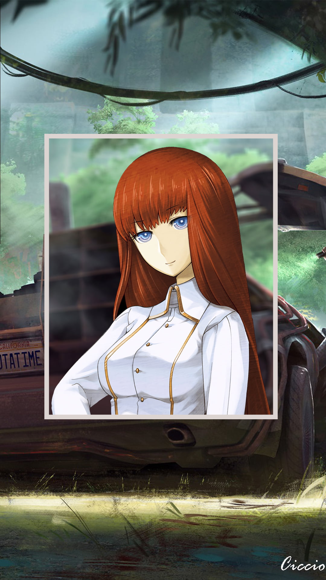 Shiina Kagari, 1080P, anime girls, blue eyes, Steins;Gate 0, redhead, long hair, Phone HD Wallpaper