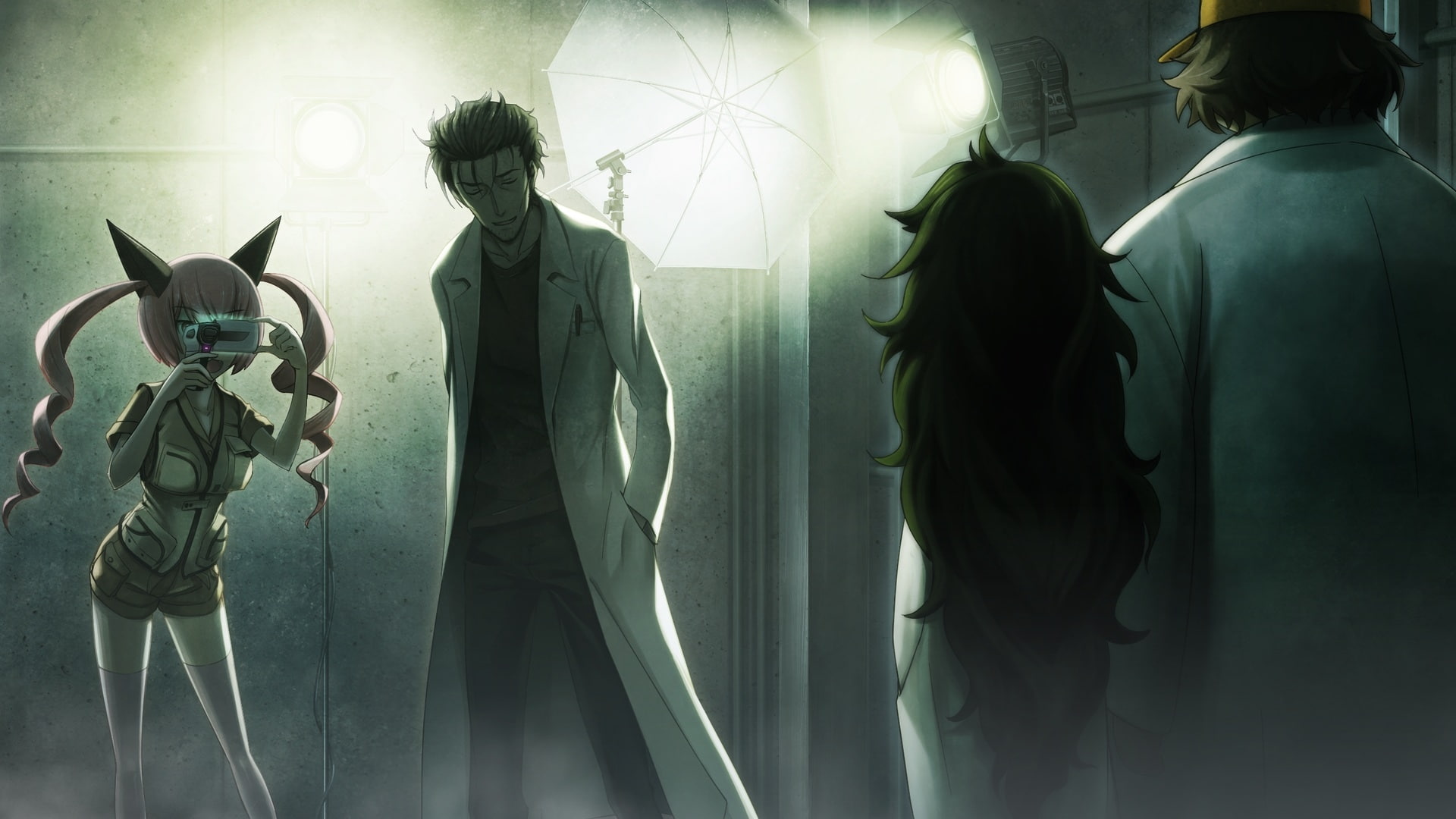 lifestyles, mid adult, illuminated, okabe rintarou, young women, steins gate, adult, home interior, indoors, leisure activity, hairstyle, rear view, Anime, HD Wallpaper