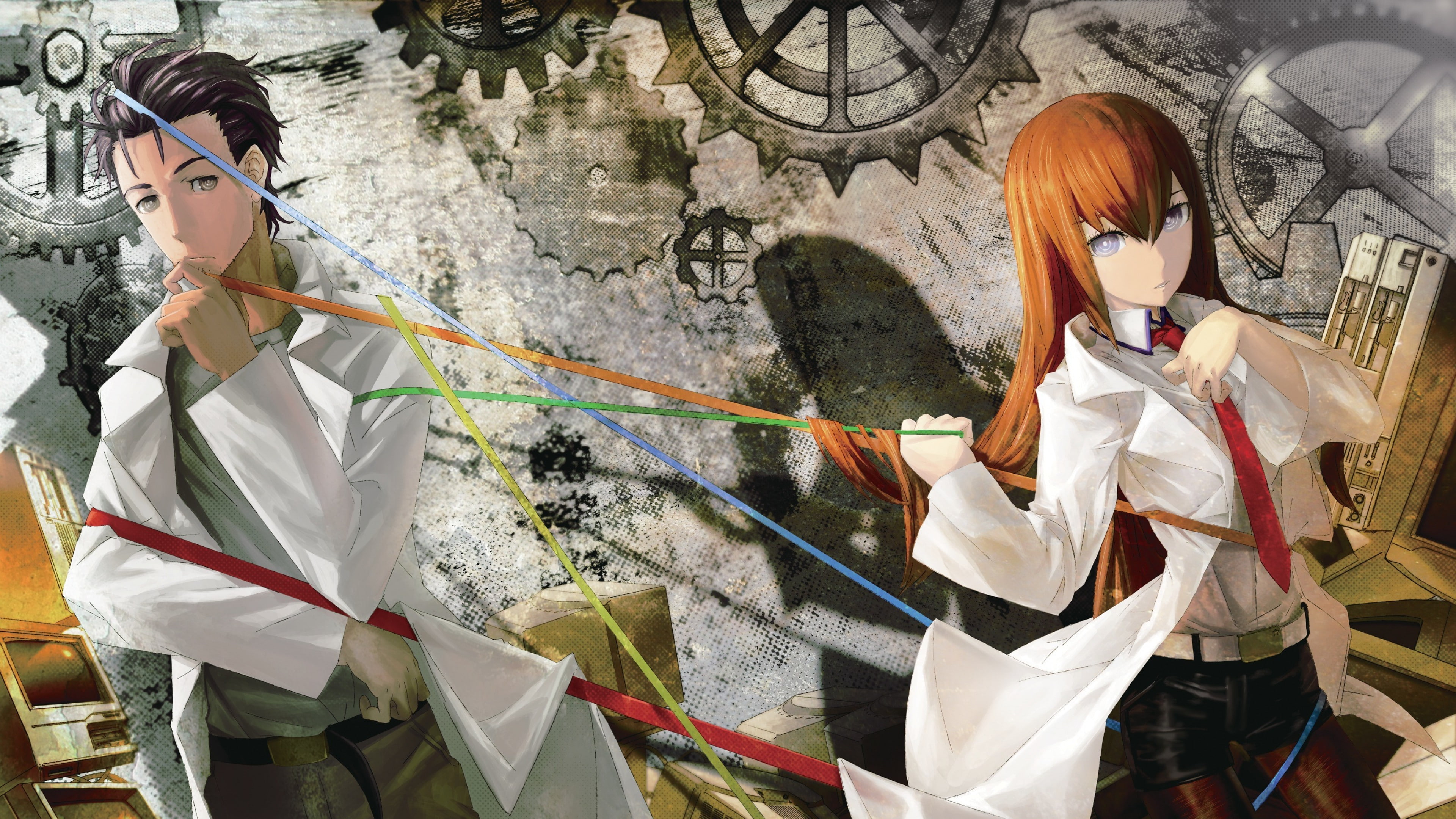 4K, Okabe Rintarou, Steins;Gate, time travel, Makise Kurisu, HD Wallpaper