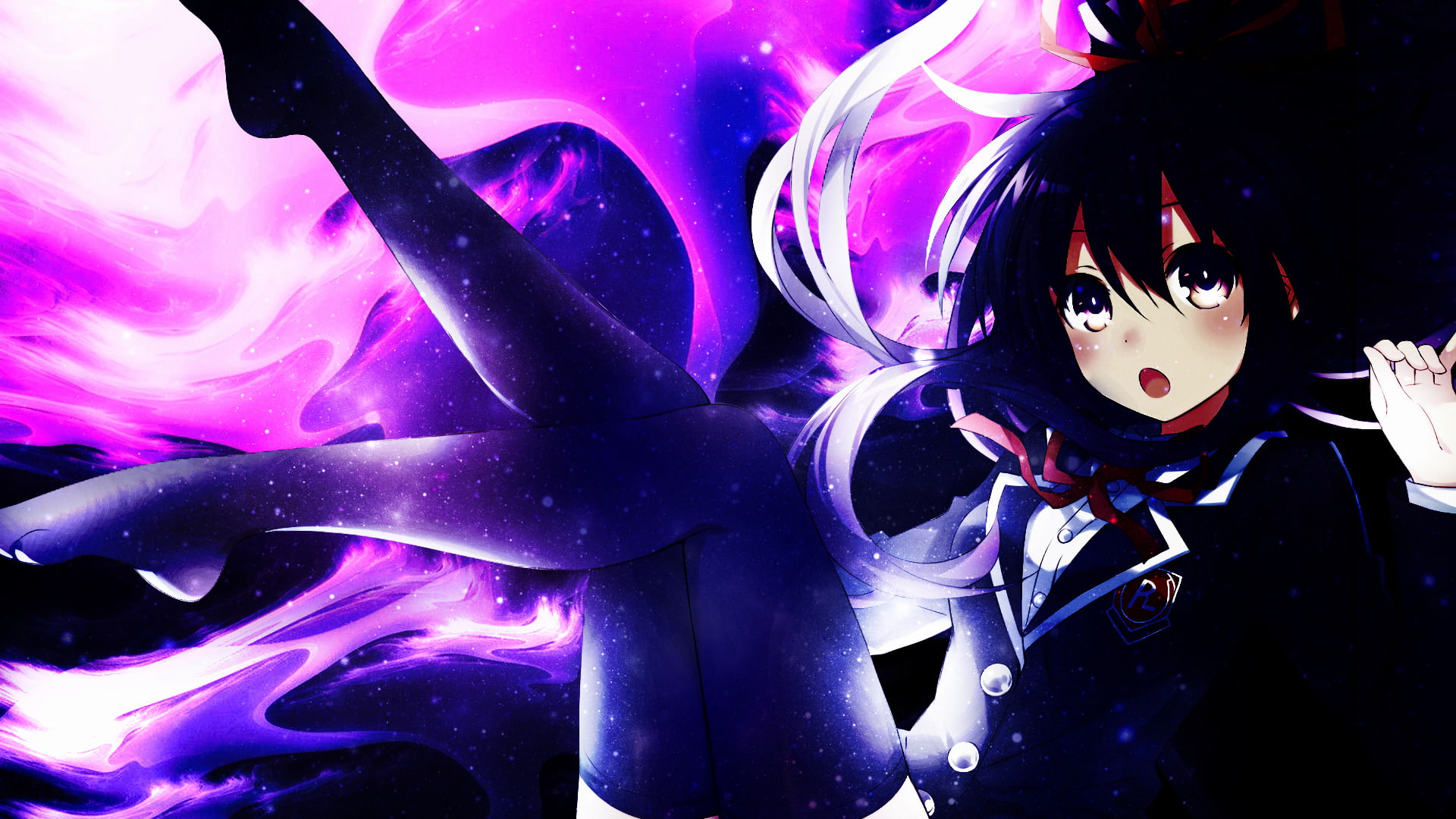 human representation, representation, pink color, 1080P, celebration, Date A Live, carnival - celebration event, purple, close-up, disguise, Anime, night, HD Wallpaper