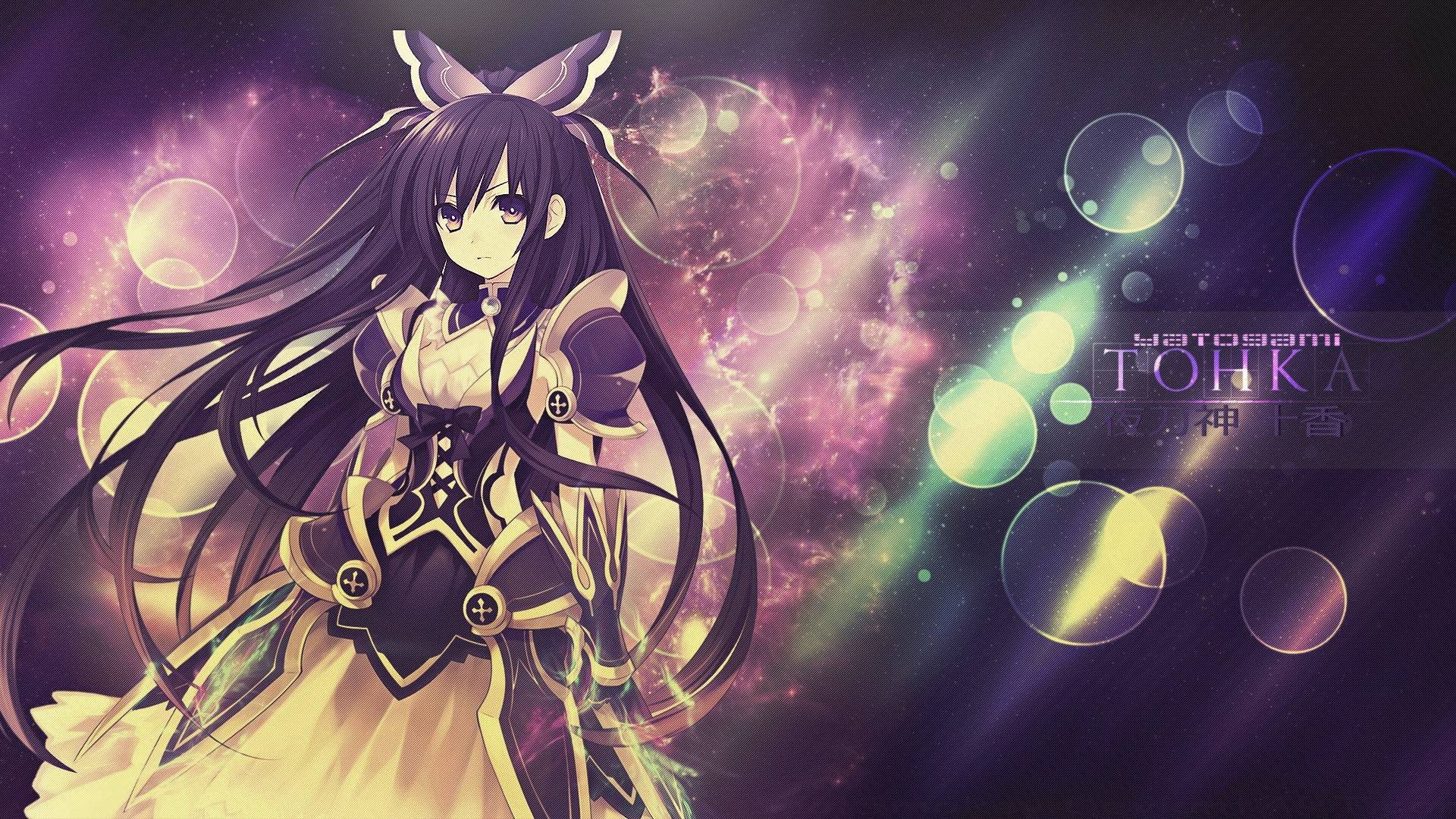 dark, creativity, moon, bright, no people, close-up, anime, Date A Live, celebration, technology, communication, purple, science, night, anime girls, sky, HD Wallpaper